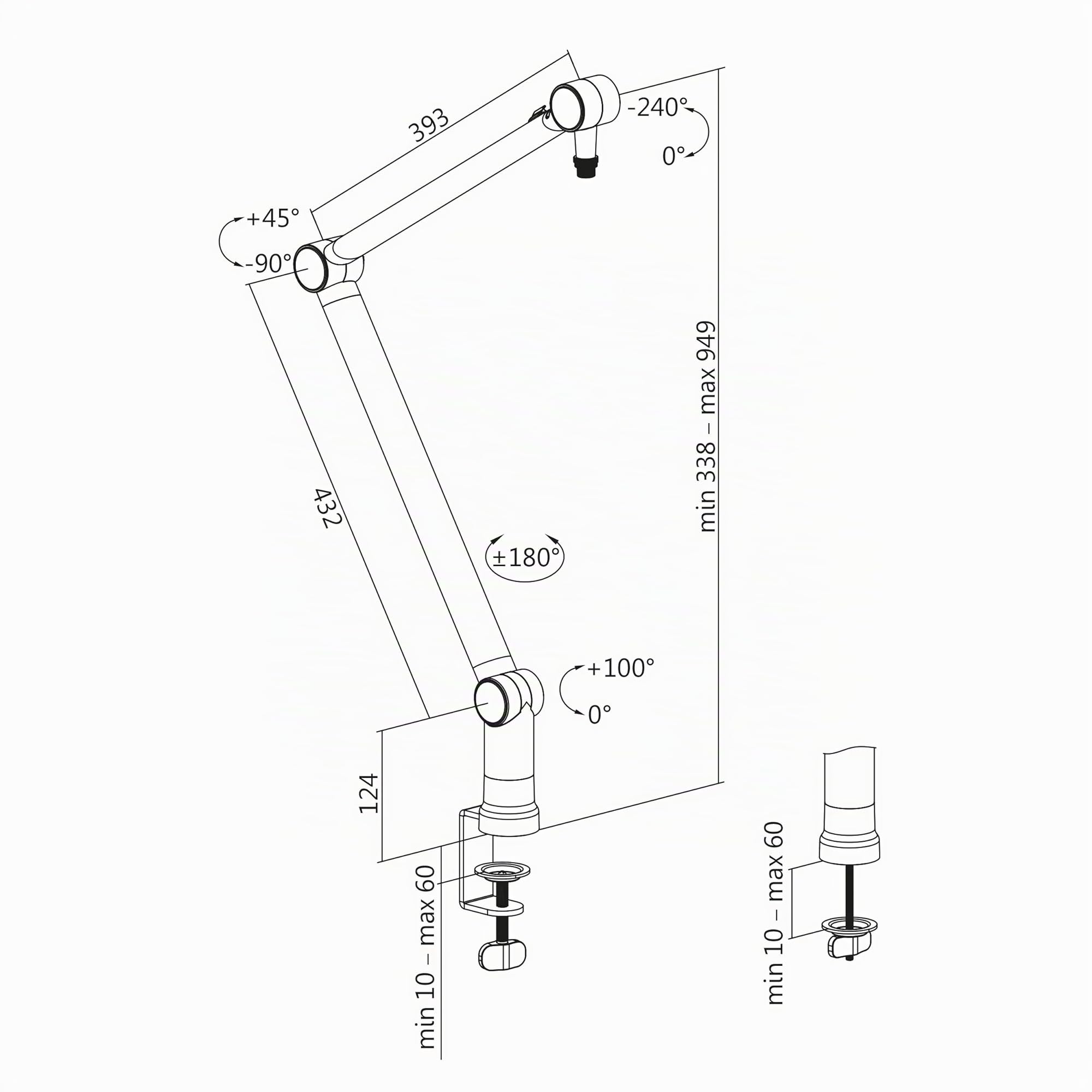 LogiLink AA0127 Bras de Microphone Professionnel Pliable Rotatif 360° Angle Réglable Flexible Noir