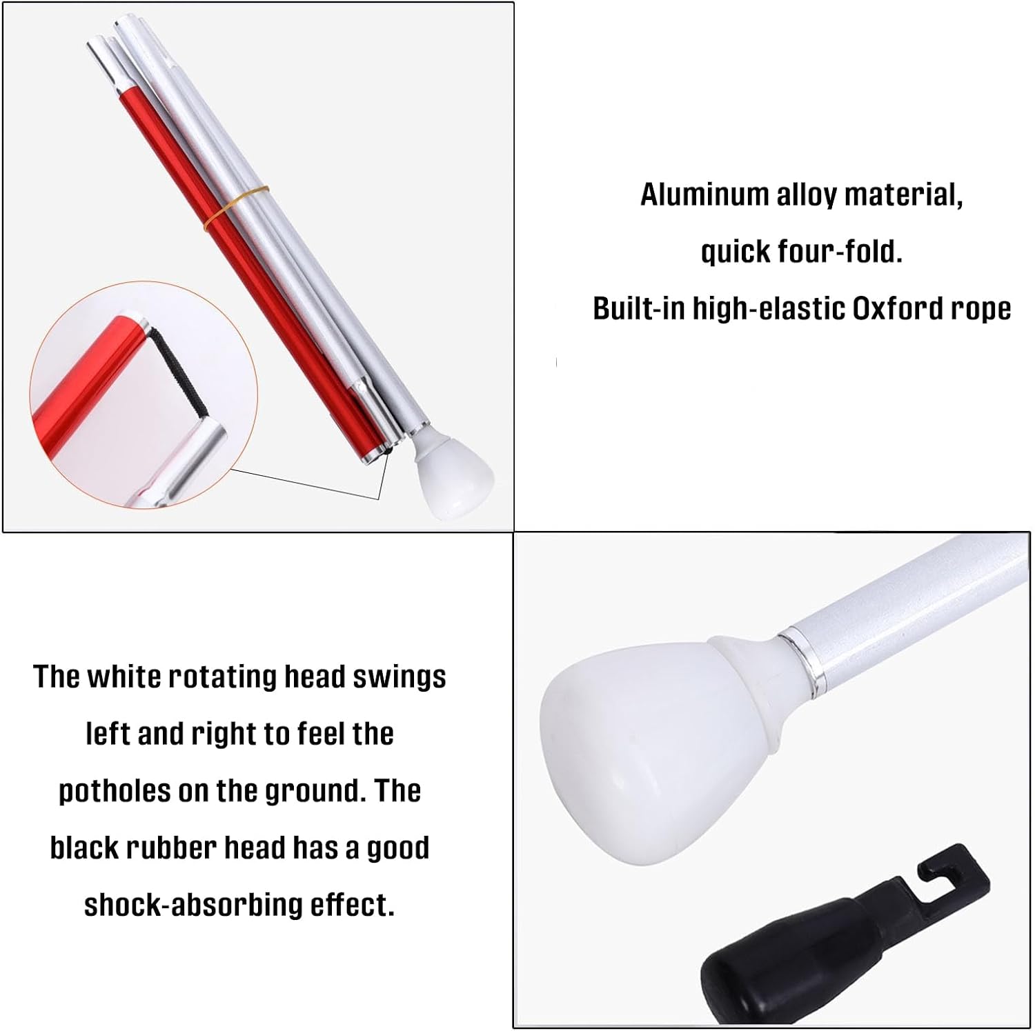 Intelligent Telescopic Blind Cane, Aluminum Alloy Reflective Blind Cane Walking Stick Obstacle Detection + Electronic Alarm Voice Guide Stick