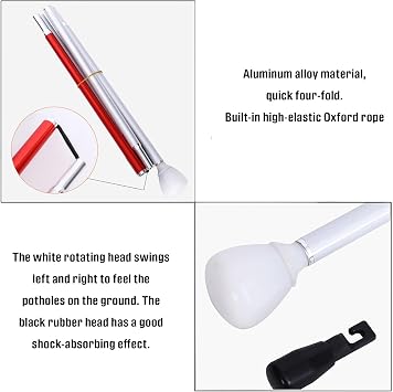 Intelligent Telescopic Blind Cane, Aluminum Alloy Reflective Blind Cane Walking Stick Obstacle Detection + Electronic Alarm Voice Guide Stick