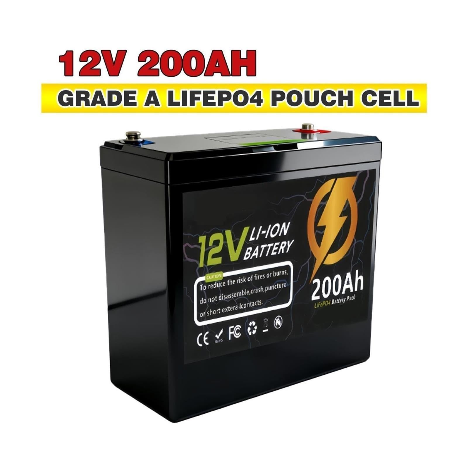Batteria LiFePO4 12V 200Ah 3600Wh 200A Celle BMS A+ Integrate