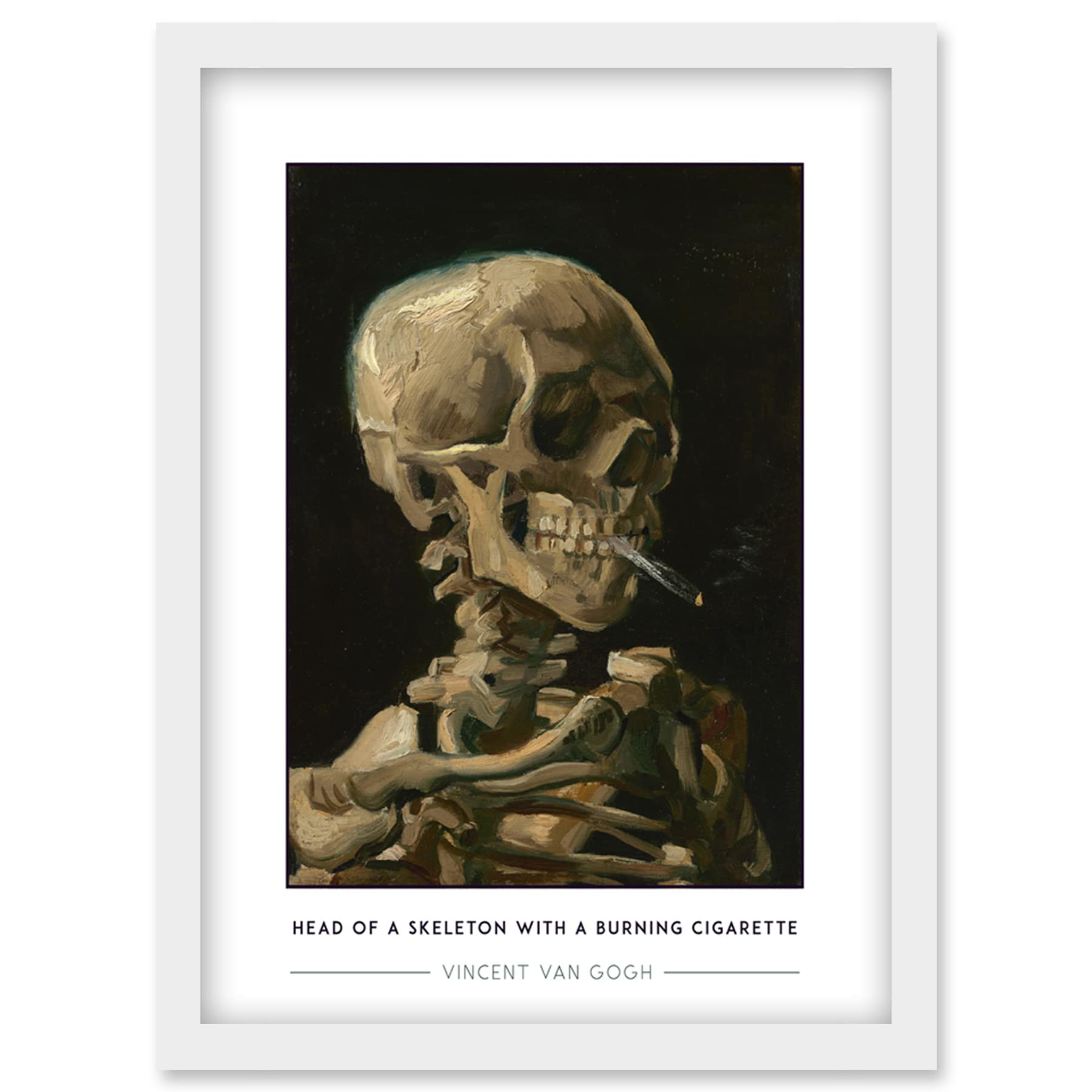 Wee Blue Coo Vincent Van Gogh Head Of A Skeleton With A Burning Cigarette Painting Artwork Framed Wall Art Print A4