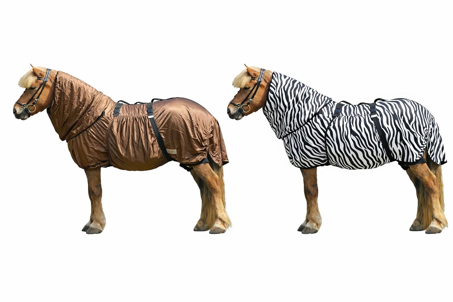 NETPROSHOP Spezielle Isländer Qualitäts Ekzemer Decke für Islandpferde Braun oder Zebra-Muster Größe 100-135, Groesse:135, Farbe:Braun
