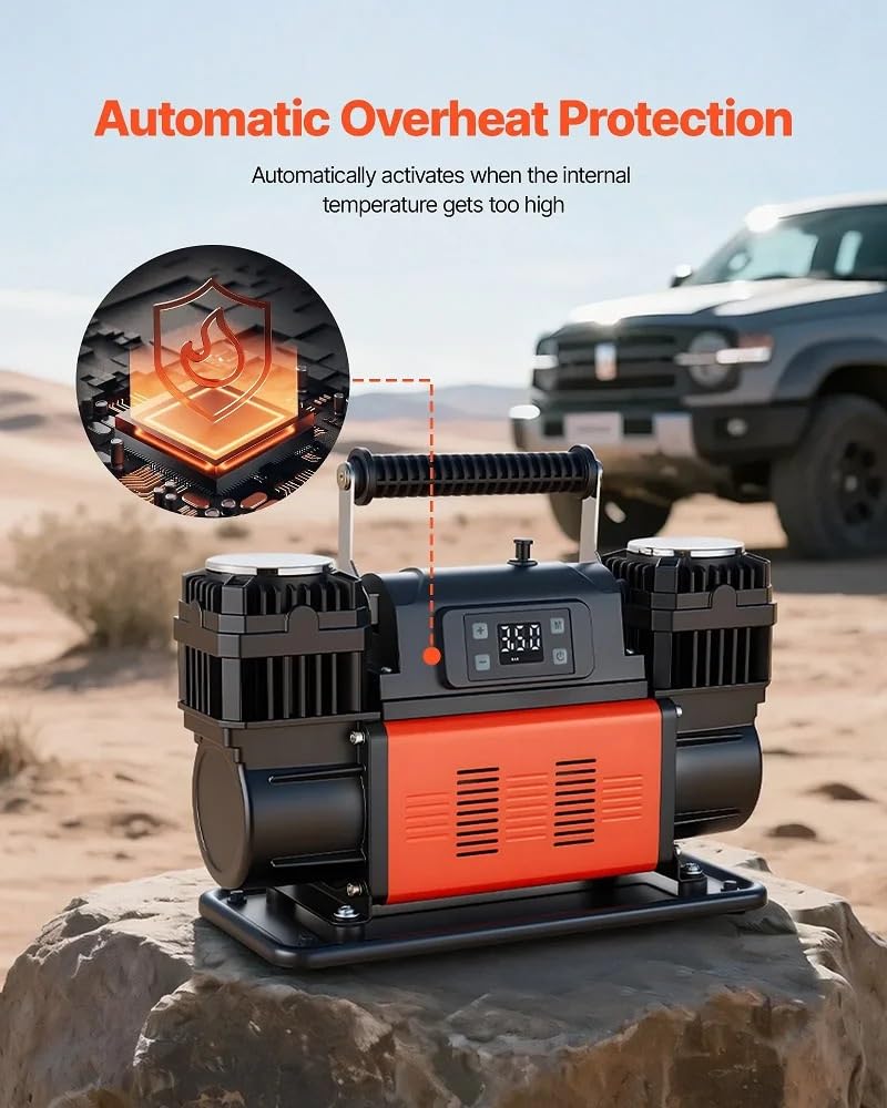 pompka do opon Pompka do opon 12V 150PSI pompa powietrza z cyfrowymi adapterami wyświetlacza LCD do samochodu ciężarowego SUV podwójny cylinder Przenośne kompresory powietrza