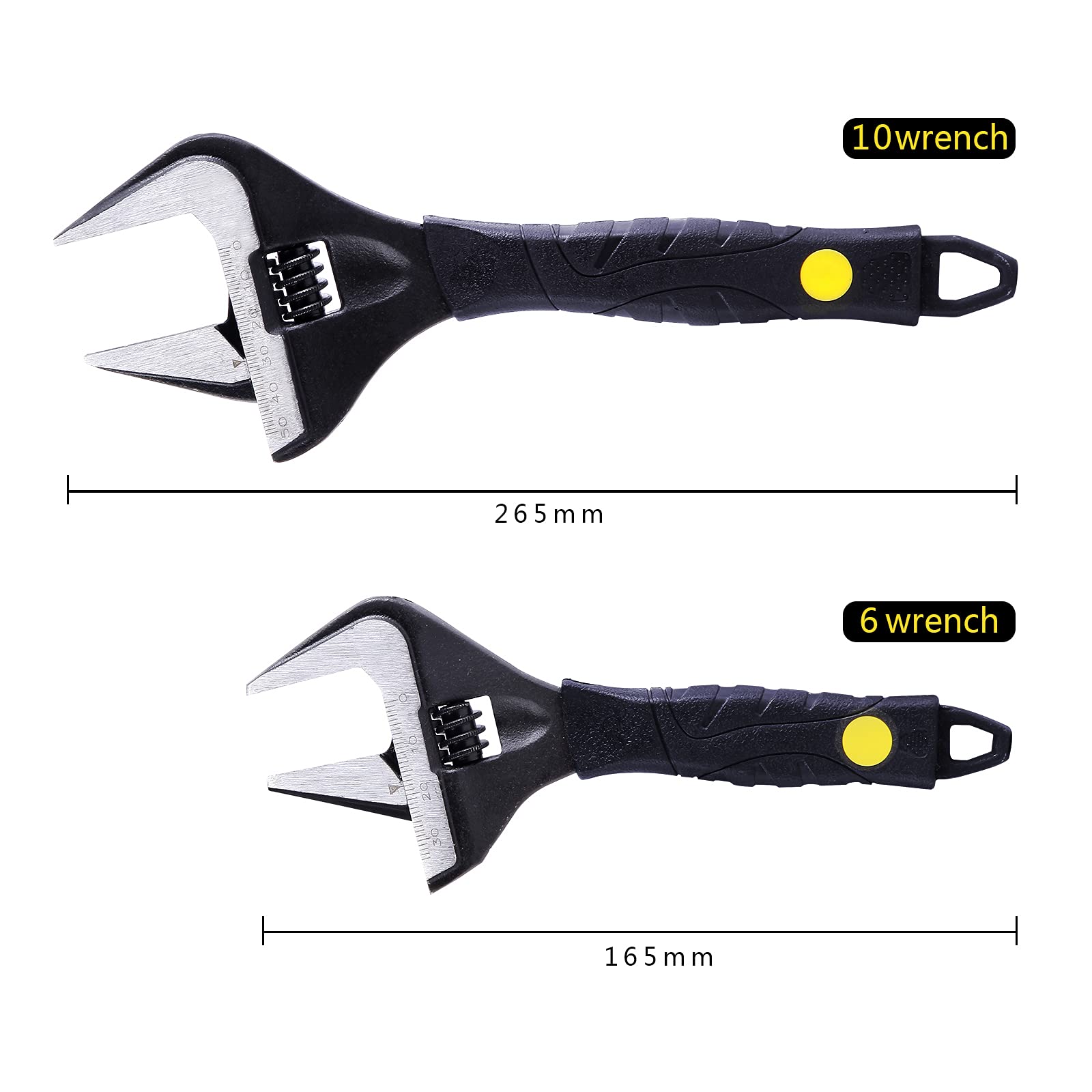 Juego de Llaves Ajustables Sharp-Tec, Llave Inglesa Ajustable de Boca Ancha, Herramientas de fontanería de Alta Resistencia para fontaneros, 6 pulgadas/165 mm y 10 pulgadas/265 mm