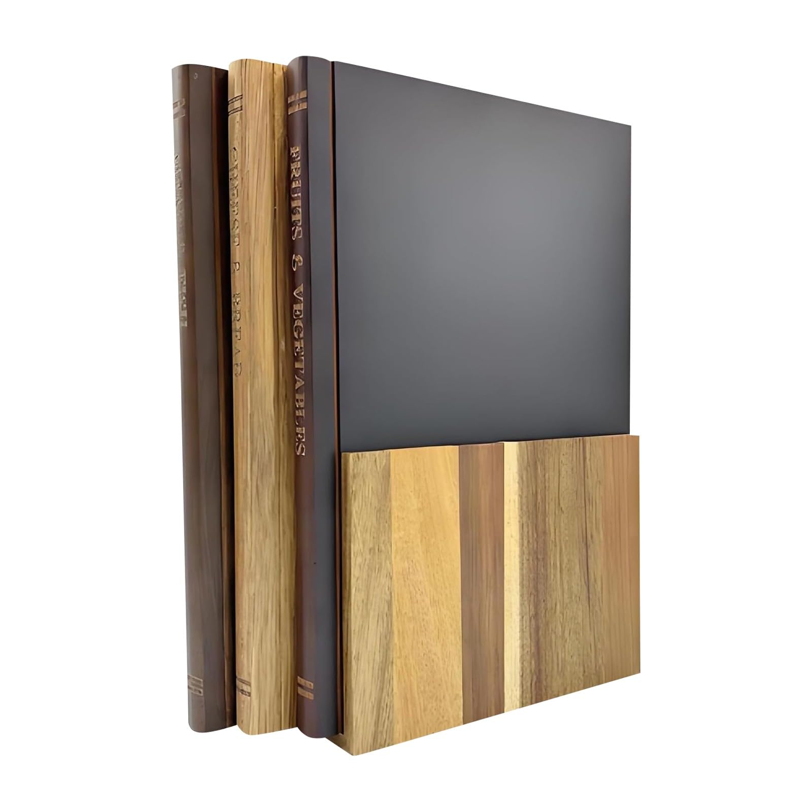 Planche à découper en forme de livre, lot de 3 planches en bois massif en forme de livre avec support en bois, pour les chefs amoureux de livres, fruits, légumes, viande, poisson, fromage et pain