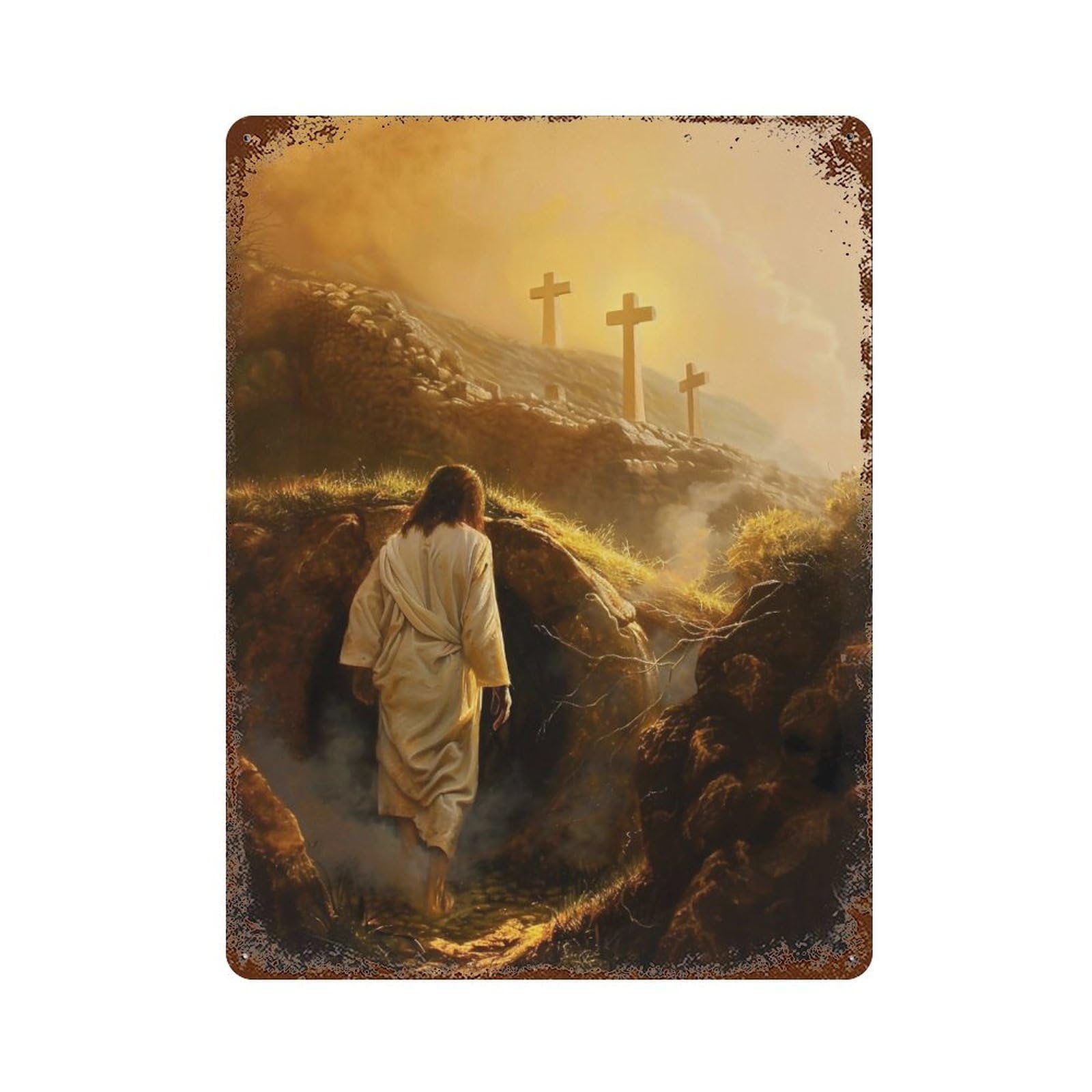 YHGERTKU Jesus Leaving The Tomb 01 Wall Art Retro Iron Vintage Metal Tin Sign Poster Modern Decor for Living Rooms Gift 40x30cm