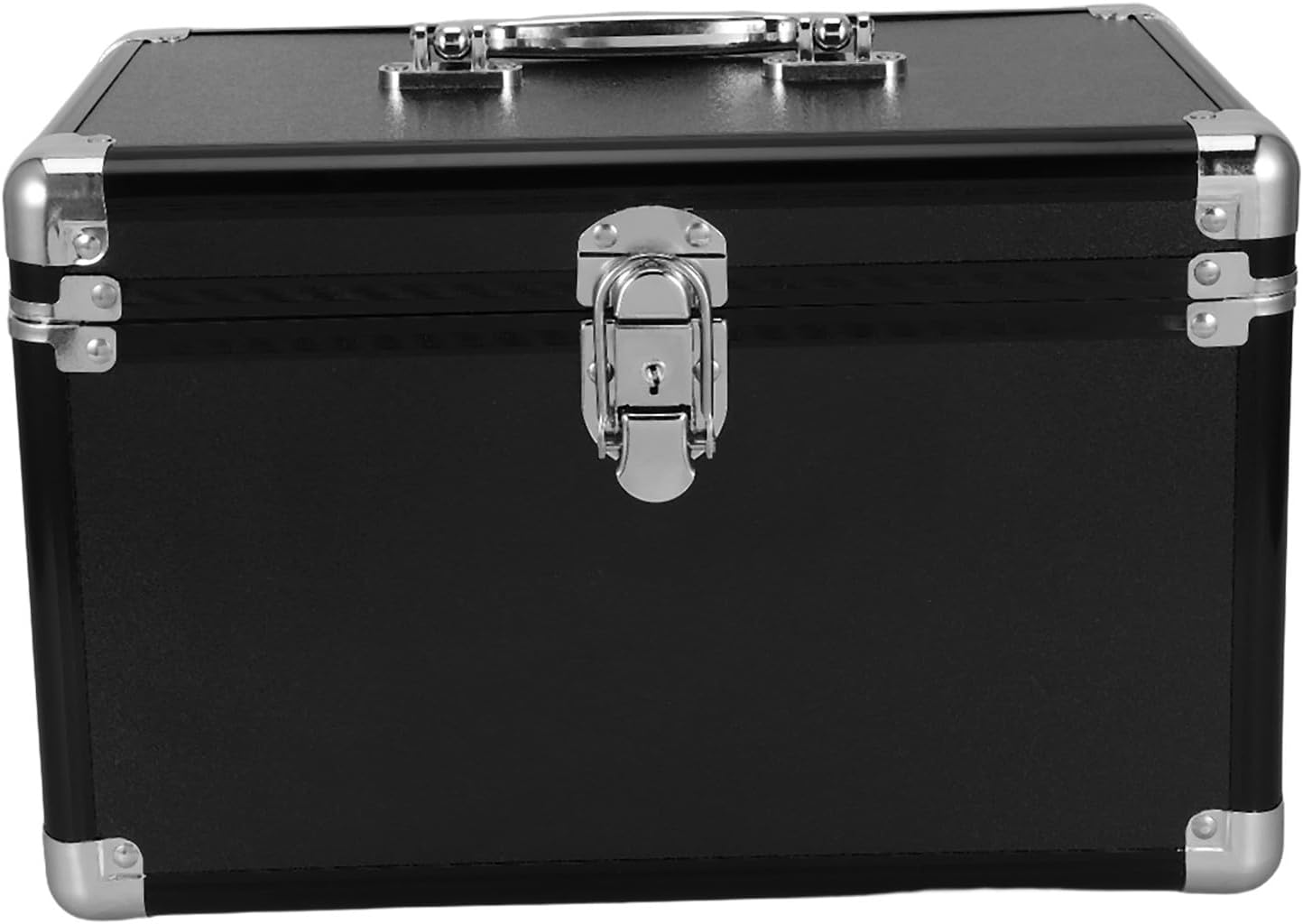 MAGICLULU Aluminum Alloy Tool Storage Box with Sealed Clasp Structure and 2-layer Design, Portable Organizer for Workshop Organization and Travel Tool Cases, Black Protective Case
