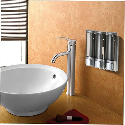 Miniatura 3 de Dispensadores de champú para montaje en pared, instalación de 3 cámaras, pasta o punzón, 6.8 fl oz x 3, diseño de bloqueo, dispensadores manuales de