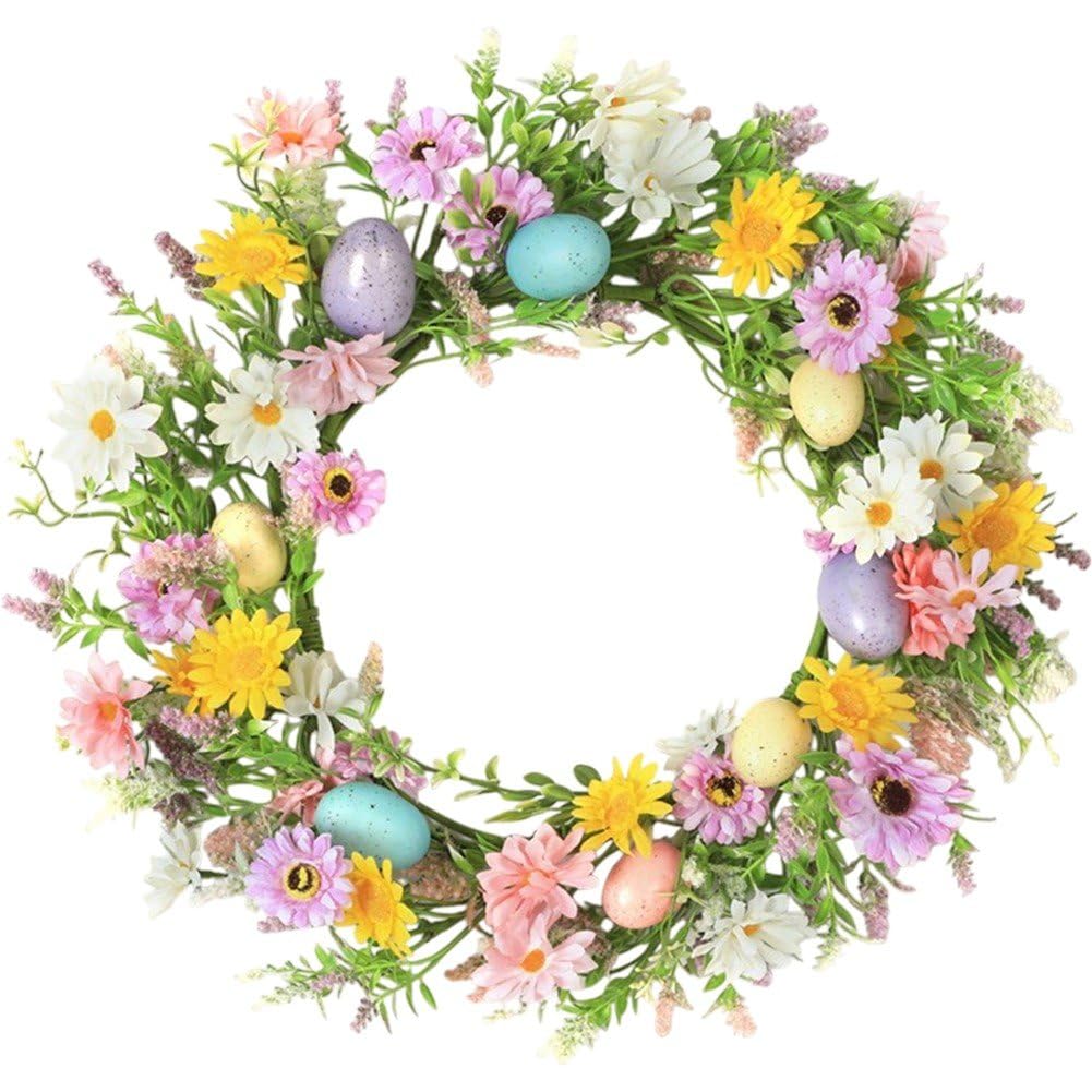 Couronnes de fleurs d'oeufs de Paques au design artisanal
