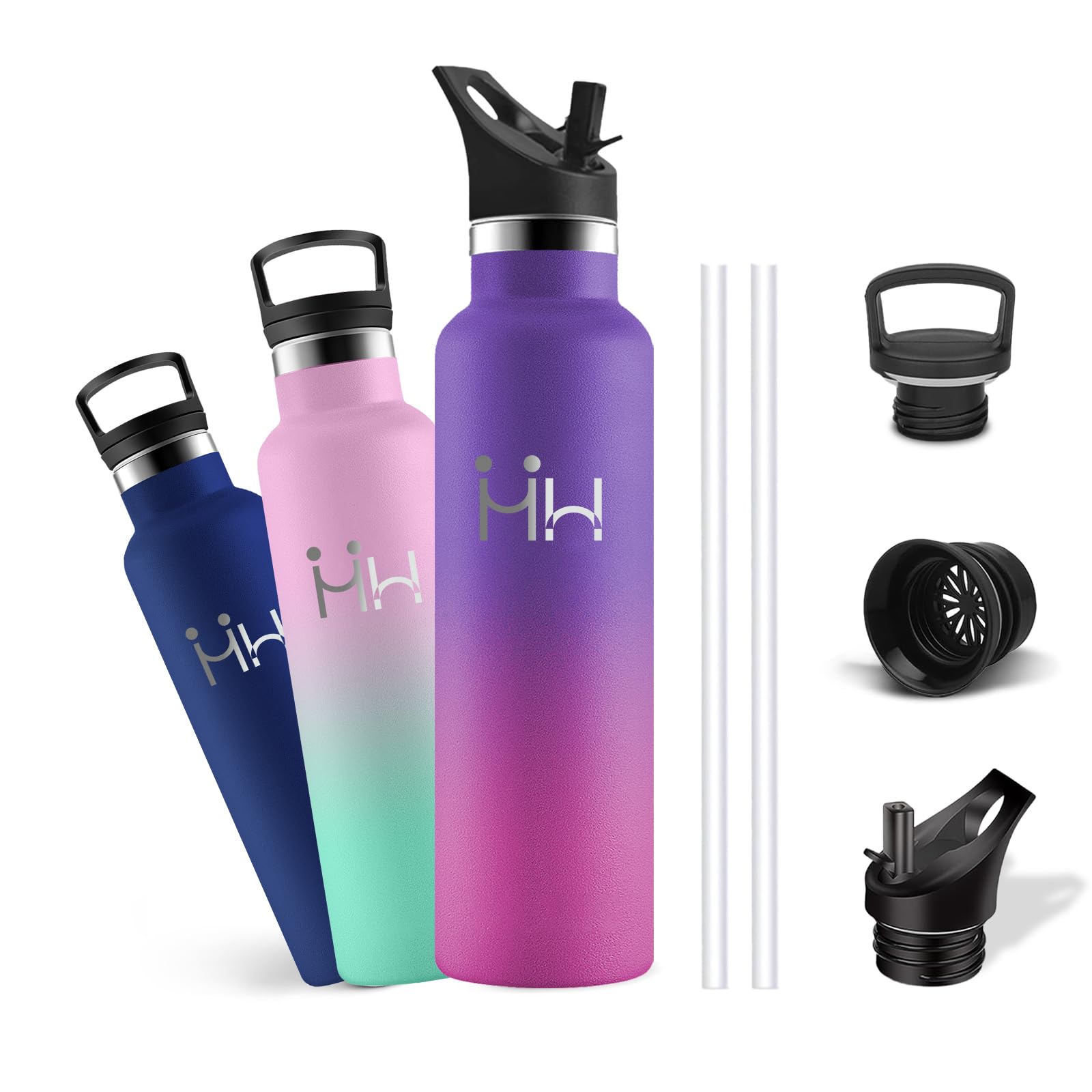 Mujigaga Insulated Water Bottle, 750ml Water Bottle, BPA Free, Stainless Steel Water Bottles, Vacuum Insulated, Leak Free, Insulated Bottle, Easy to Carry for Office, School, Camping, Pilates