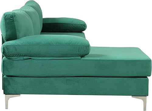 Miniatura 36 de Sofá modular moderno en forma de L, con diván extra ancho y patas doradas Gris,Negro -,Verde,Naranja,Gris oscuro,marino,Púrpura