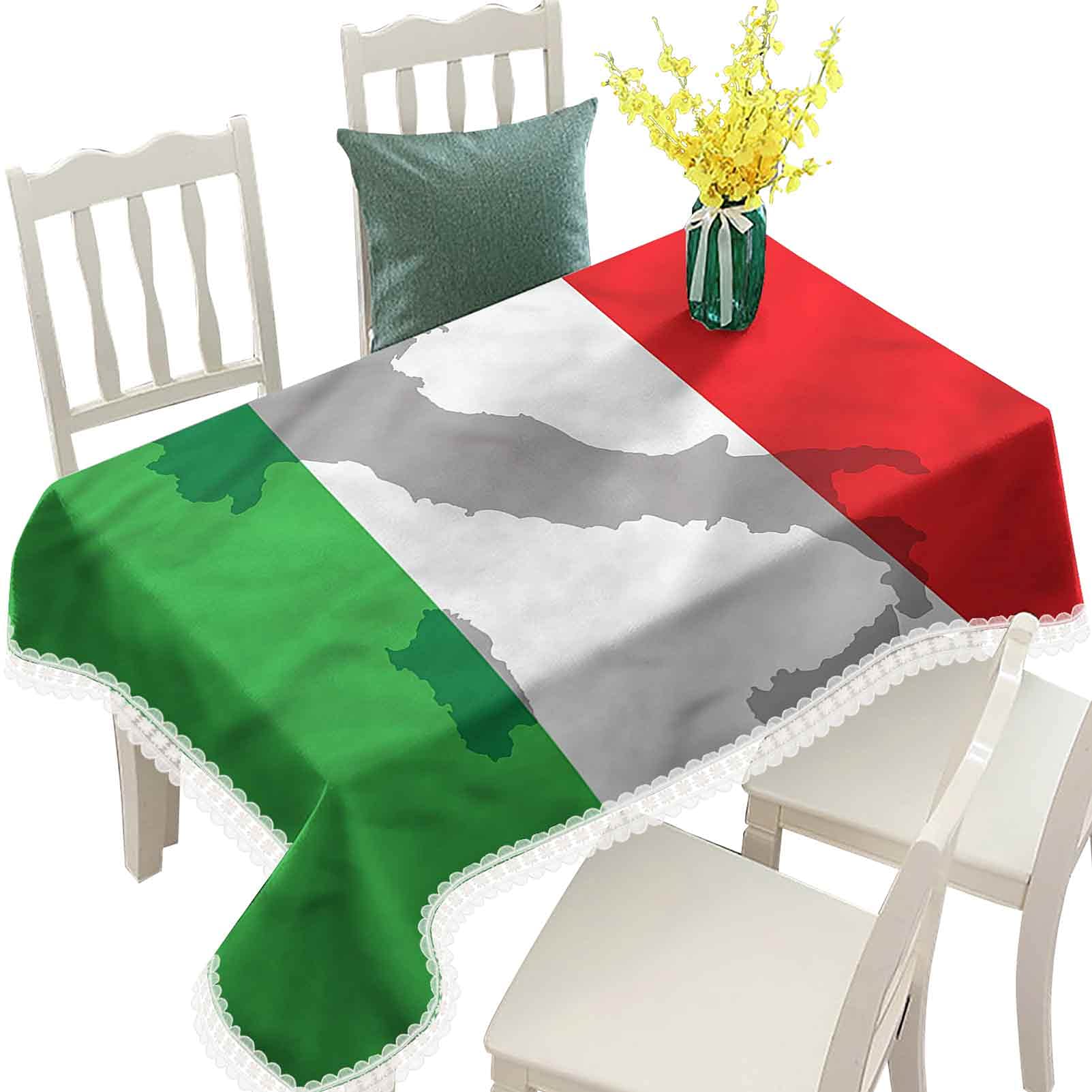 LCGGDB Italian Flag Decorative Lace Table Cloths Rectangle, Country Europe Retro Table Cloth Dinning Table Cover, Oblong 60x84 Inch, for Outdoor Farmhouse Rustic Kitchen Party Birthday Picnic
