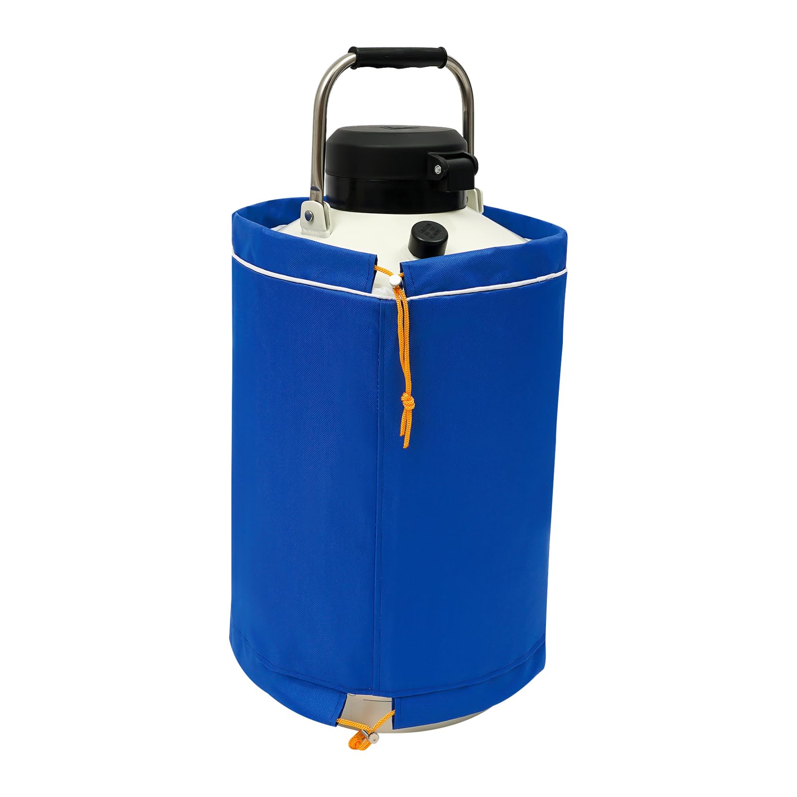 10L Liquid Nitrogen Container Aluminum Alloy Nitrogen Tank with Protective Sleeve and Lock Cover Liquid Nitrogen Dewar for Animal Husbandry, Farm, Hospital and Frozen Storage