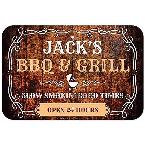 Custom Grill Sign, Personalize BBQ Rustic Background For Indoor/Outdoor Use Sign, 12x18 Inches, Rust Free .063 Aluminum, Fade Resistant, Made in USA by Sigo Signs