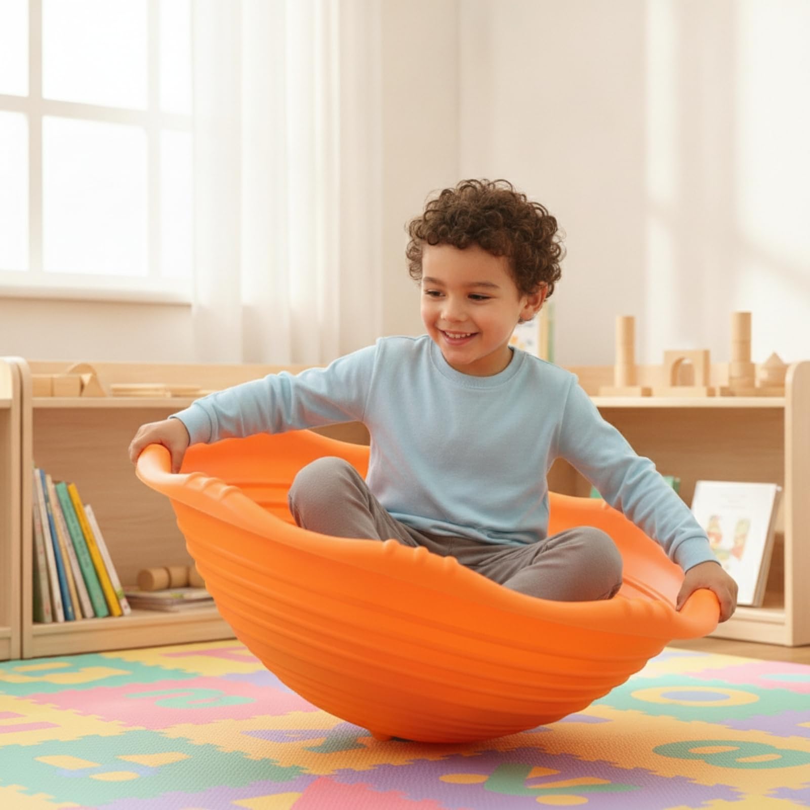 Gioco di Equilibrio a Forma di Conca Coordinazione Vasca Oscillante Stabile Bilanciatore Sensoriale per Bambini, Casa, Asilo, Palestra, Rosso