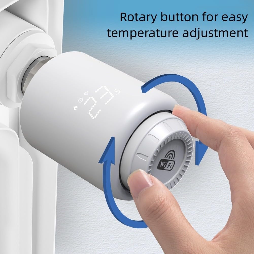 FACAIIO Valvola termostatica per termosifone WiFi Smart TRV con controllo app, attivazione vocale e programmazione programmabile per sistemi di riscaldamento domestici intelligenti