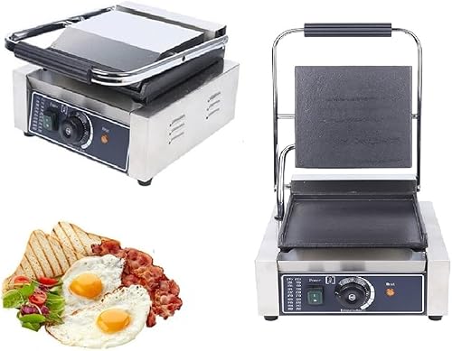 Parrilla antiadherente comercial Panini Press, tostadora eléctrica comercial de sándwich a la parrilla, sartén para asar interiores, control de