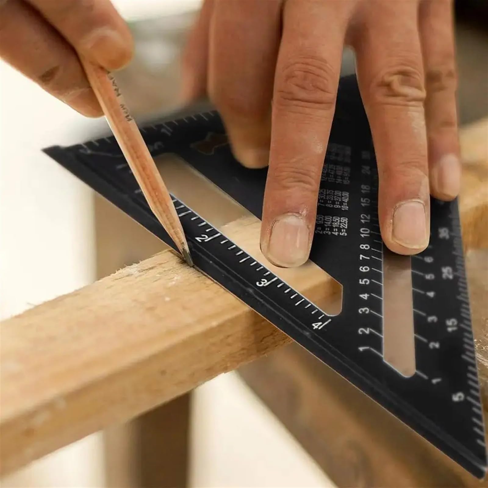 Rafter quadrato da 17,8 cm per falegnameria, strumento di misurazione in lega di metallo, righello triangolare goniometro per lavorazione del legno e carpenteria (17,8 cm metrico)