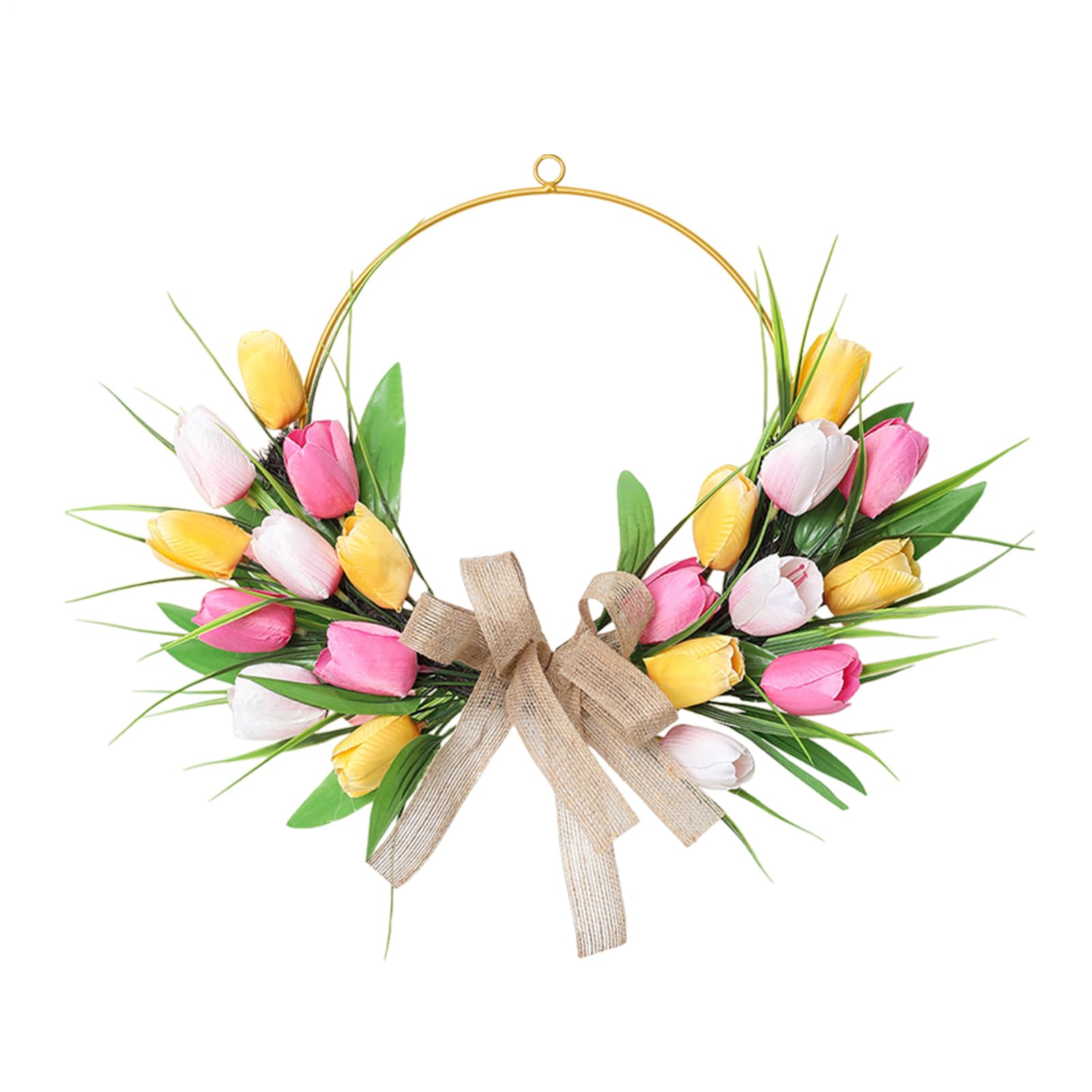 Corona de tulipanes de 40x40cm y estilo bohemio para colgar