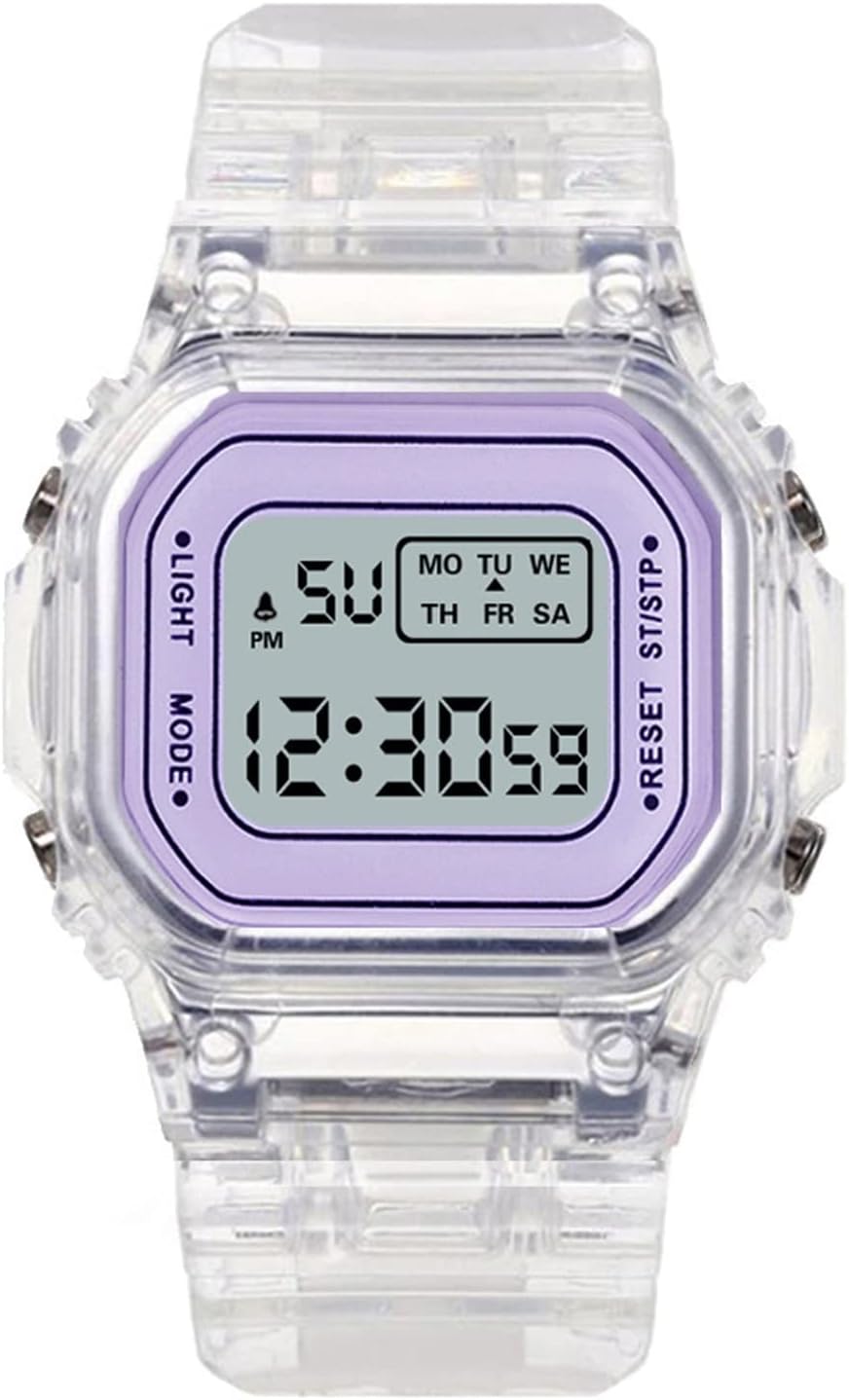 AOZAX Moda Moda Reloj Digital Transparente Cuadrado Relojes Relojes Deportivos Reloj de muñeca electrónica Reloj para Casual, Trabajo, Viajes (Color : Style 4)