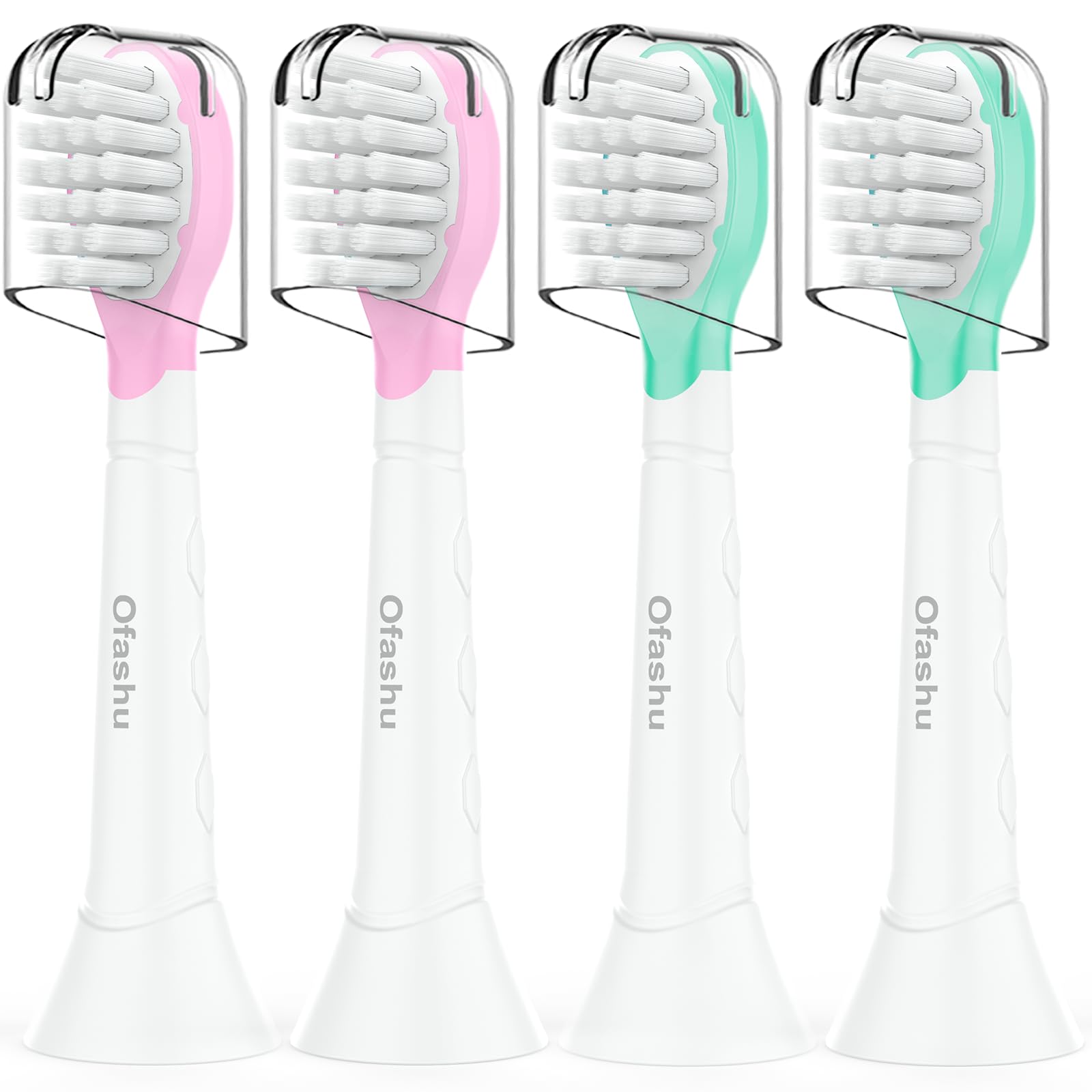Kids zapasowe szczoteczki kompatybilne z Philips Sonicare mini szczoteczki do zębów dla dzieci, od 3-5 lat, różowe/zielone, 4 sztuki