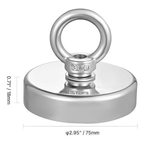 Miniatura 8 de Happybuy Imán de pesca con fuerza de tracción de 700 LBS701.1 lbs. Imán de neodimio súper fuerte para recuperar en río. Imán de tierras raras con