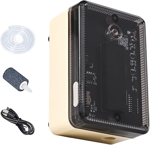 Bomba aireadora recargable, burbujeador de oxígeno de carcasa transparente, dispositivo de acuario silencioso de larga duración Aire portátil de