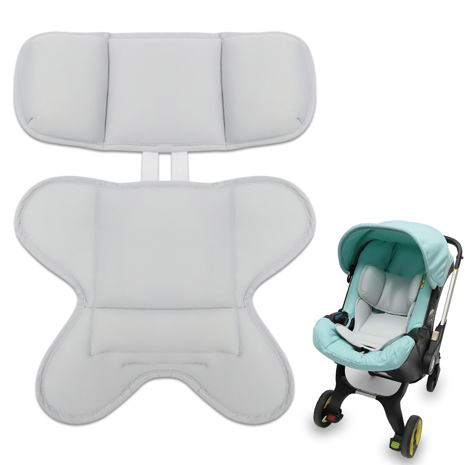 Infant Car Seat Insert, Newborn Car Seat Insert and Head Support Pillow Compatible with Doona Car Seat Strollers, Stroller Cushion, Impact Protection (Gray)