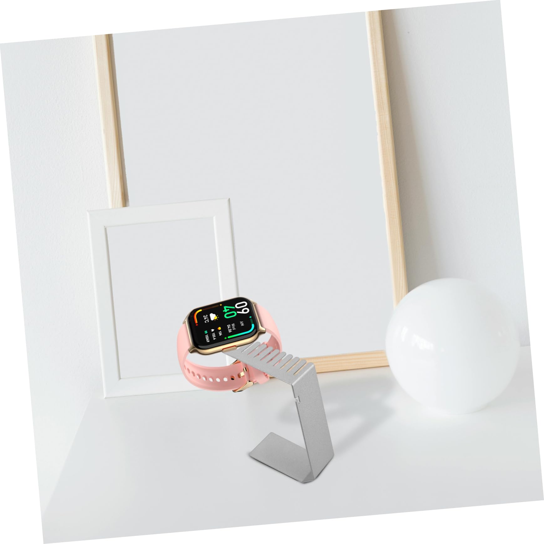 Supporto di Ricarica per Orologio in Metallo Inossidabile con Base Pesata per Smartwatch da Tavolo Argento