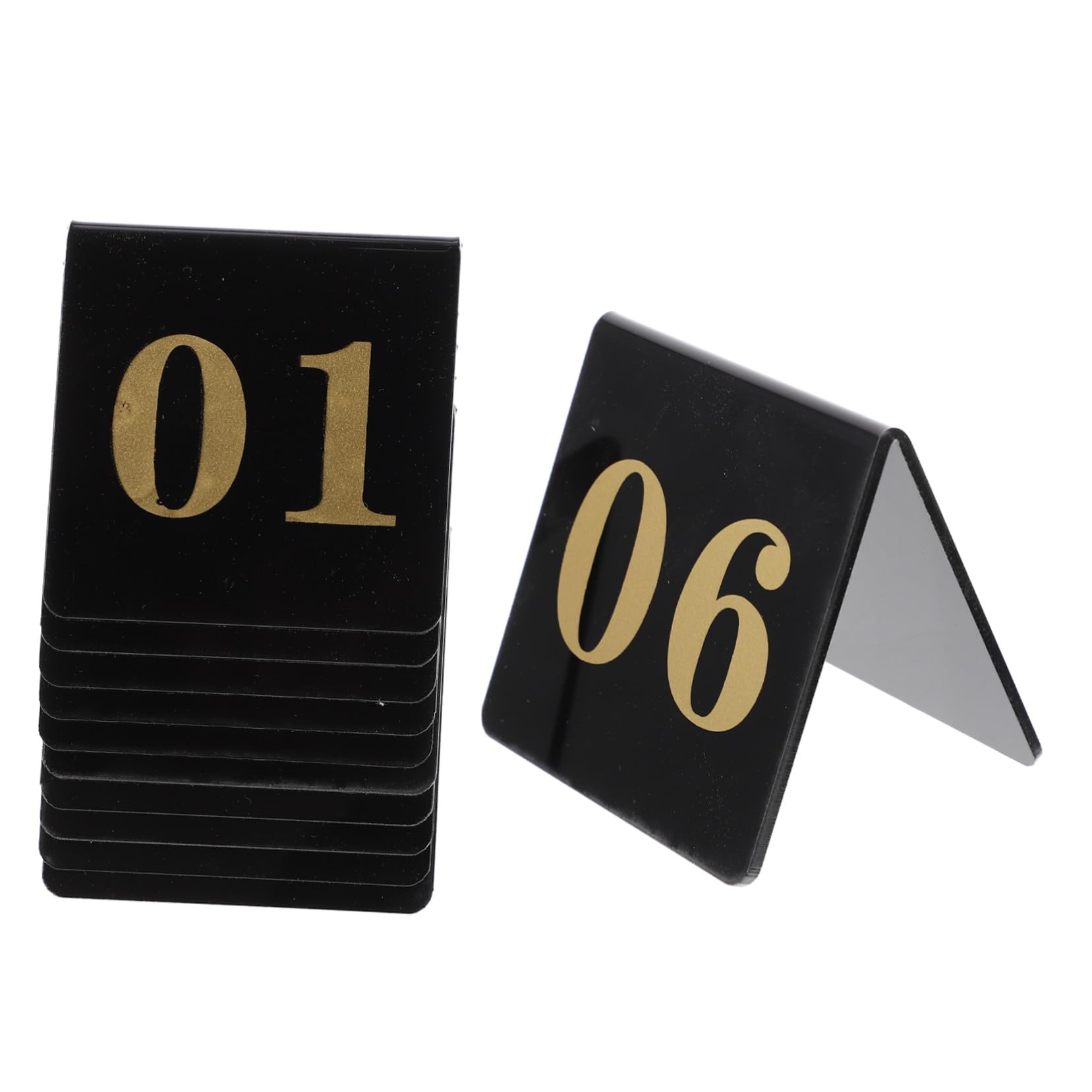 10stücke Teiliges Acryl Beidseitig Bedruckt Elegante Schwarze Tischkarten Mit Goldenen Ziffern Stabile Aufsteller Für Hochzeit Bankett Und Event-dekoration