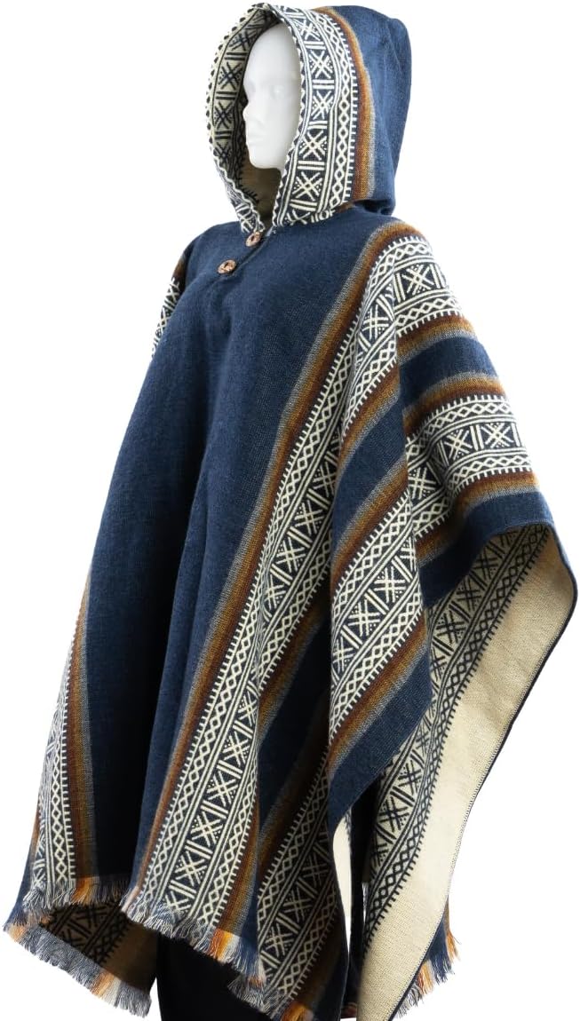 QISU Alpaca Wool Poncho, Handmade in Ecuador, Thick, Warm and Alpaca Wool Poncho, Lightweight and Soft - Image 7