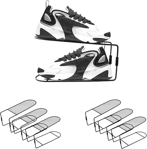 CiBiZi Organizador de ranuras para zapatos, paquete de 6 apiladores de zapatos de metal para un par de zapatos, soporte para zapatos de doble capa,