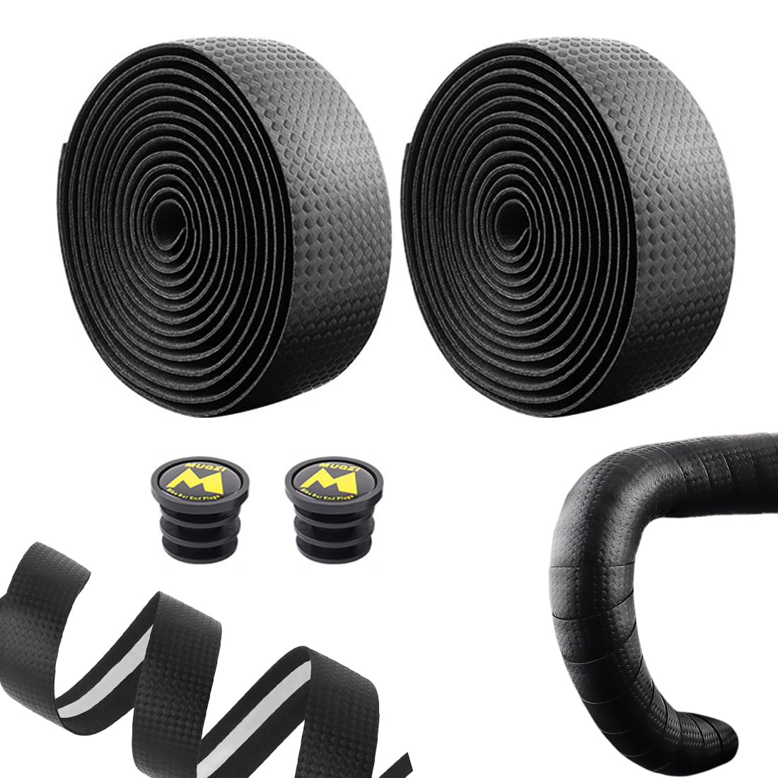 2 Rotoli Nastro Manubrio Bici, PU Antiscivolo con Effetto Carbonio, Adesivo e Confortevole, per Bici da Corsa, Gravel e Mountain Bike