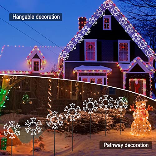 Brightown Christmas Snowflake Pathway Lights, 2 Packs 10 Lights 27Ft 240 Led 8 Modes, Shatterproof Led Snowflake Pathway Marker Lights Plug In For Yard, Patio, Outdoor Path Decorations, Snowy White #TOP3