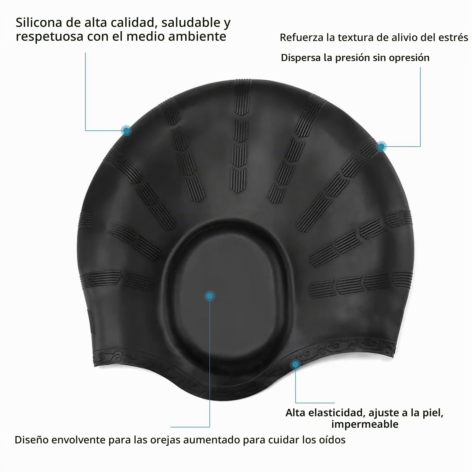 2unidades Gorro Piscina Protecion de Oido 3D,Antideslizantes Gorro de Baño,Gorros de Natación,Gorros de Natación Impermeable de Silicona,Gorroes de Natacións Apto para Diferentes Peinados
