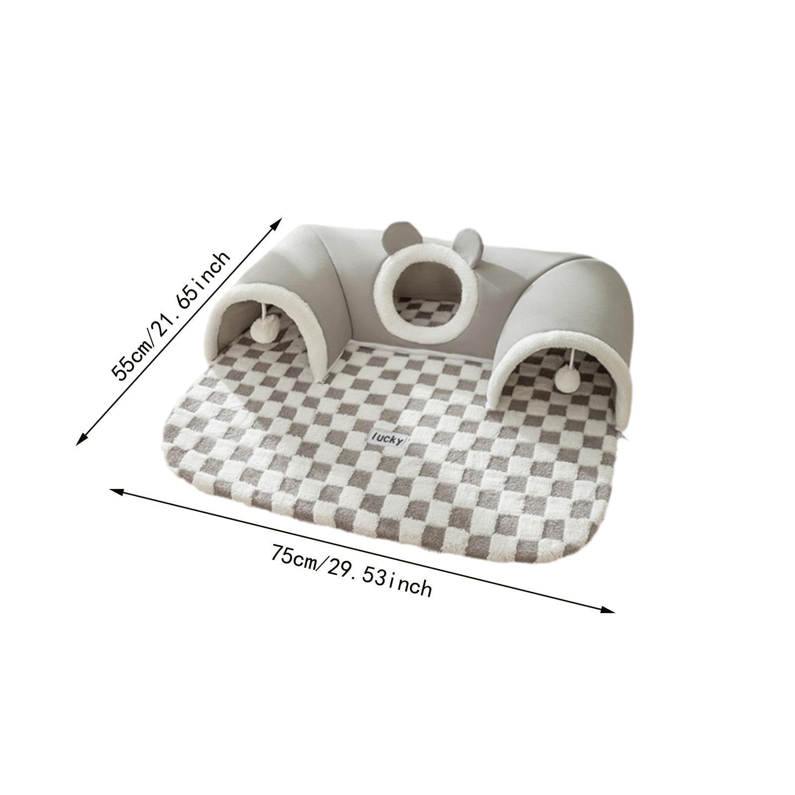 F Fityle Lit Tunnel pour Chat Tube pour Chat avec lit Tunnel Amovible pour Petits Animaux Centre d'activités pour Chat Interactif pour Hamster Chats, Gris L