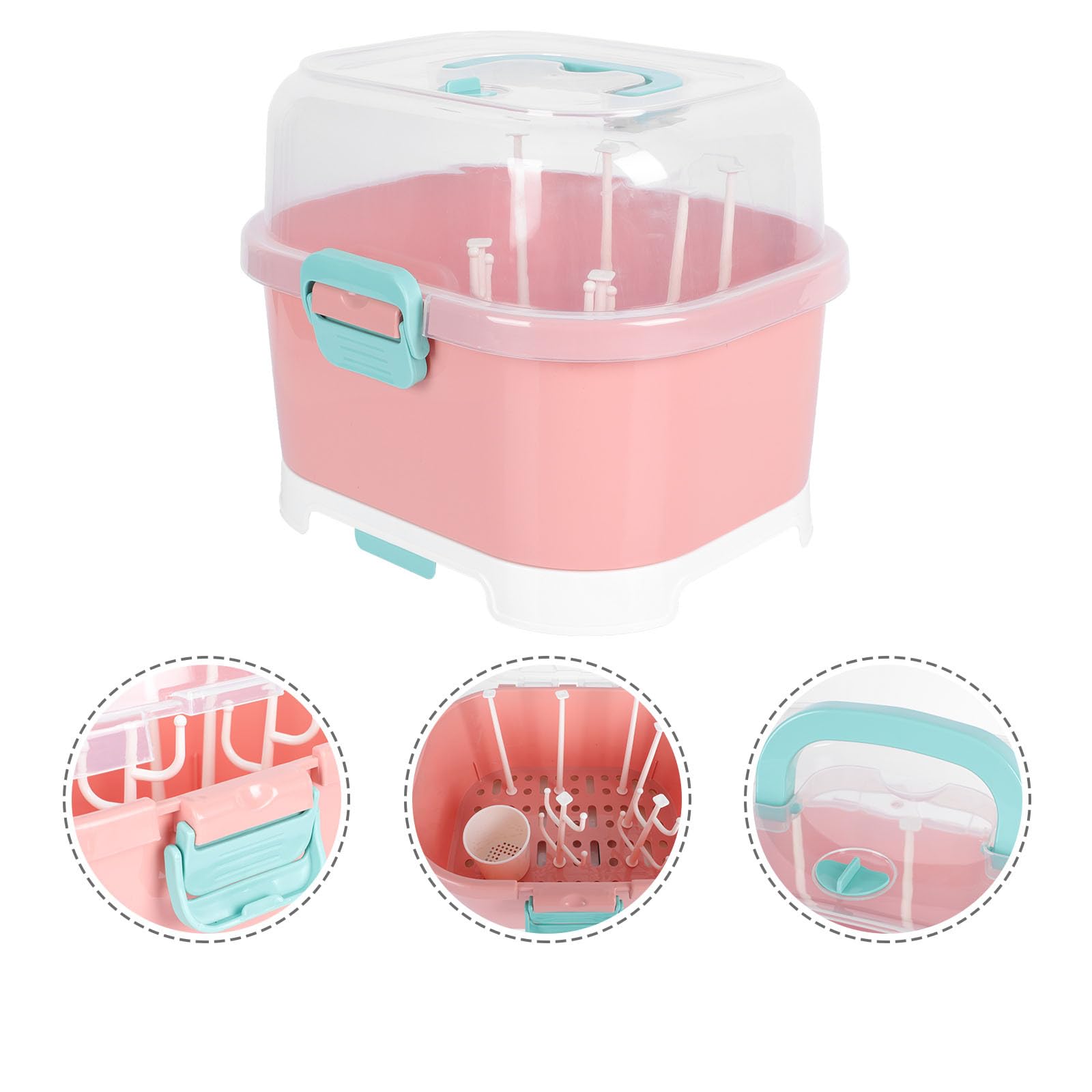 Égouttoir à Biberons pour Bébé Boîte de Drainage Grosse Capacité en PP Détachable pour Séchage et Rangement Anti-poussière Pratique à Usage Domestique