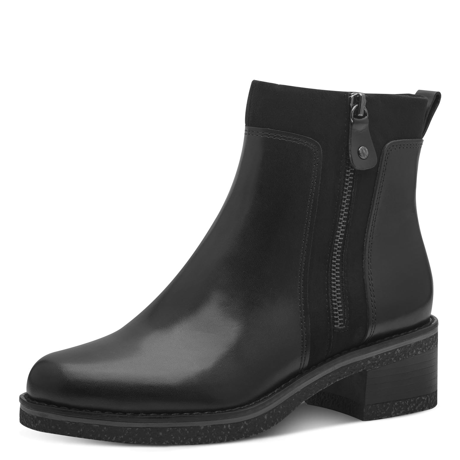 MARCO TOZZI Damen Stiefeletten mit Absatz mit Lederanteil Blockabsatz
