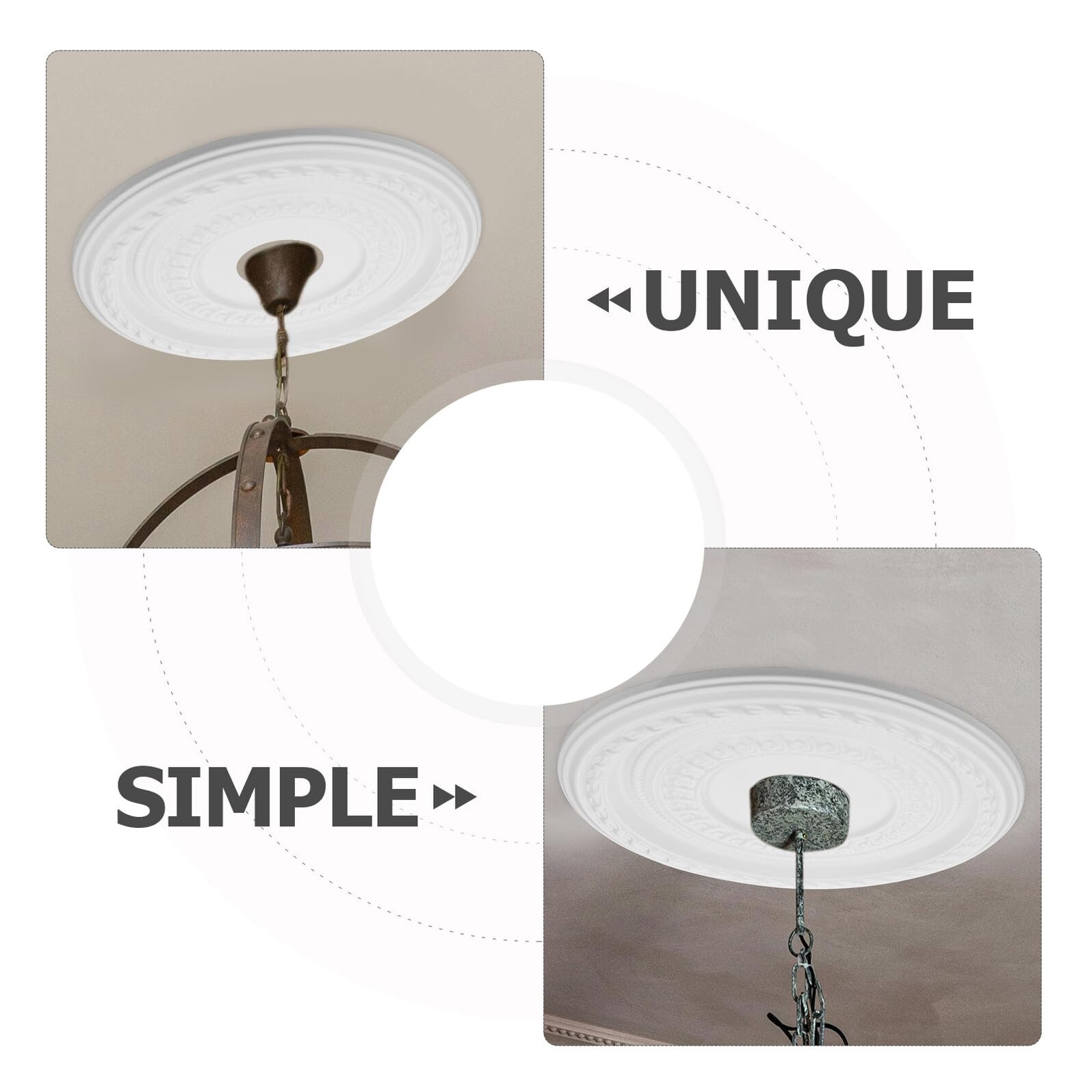 Mikikit Medaglione da Soffitto Multiuso per Lampadari Moderni in Pu Bianco Medaglione Decorativo Placca da Soffitto LED Design per Ufficio e Ambienti Commerciali