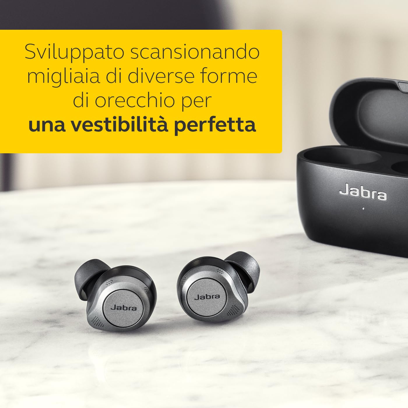 Jabra Elite 85t Auricolari Wireless - Cancellazione Attiva Del Rumore Avanzata - Lunga Durata Della Batteria E Altoparlanti Potenti - Custodia Di Ricarica Wireless - Nero Titanio