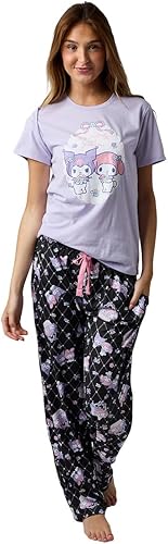 Bioworld Kuromi  My Melody - Conjunto de ropa de dormir lavanda para mujer Multi colorido