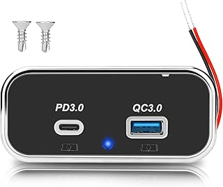 12V USB Outlet Panel, Linkstyle PD 3.0 Car Charger & QC 3.0 Dual USB Charger Socket, Waterproof Fast Charging Power Adapter Outlet for 12V/24V Car Vehicle Truck Motorcycle Boat Marine RVs