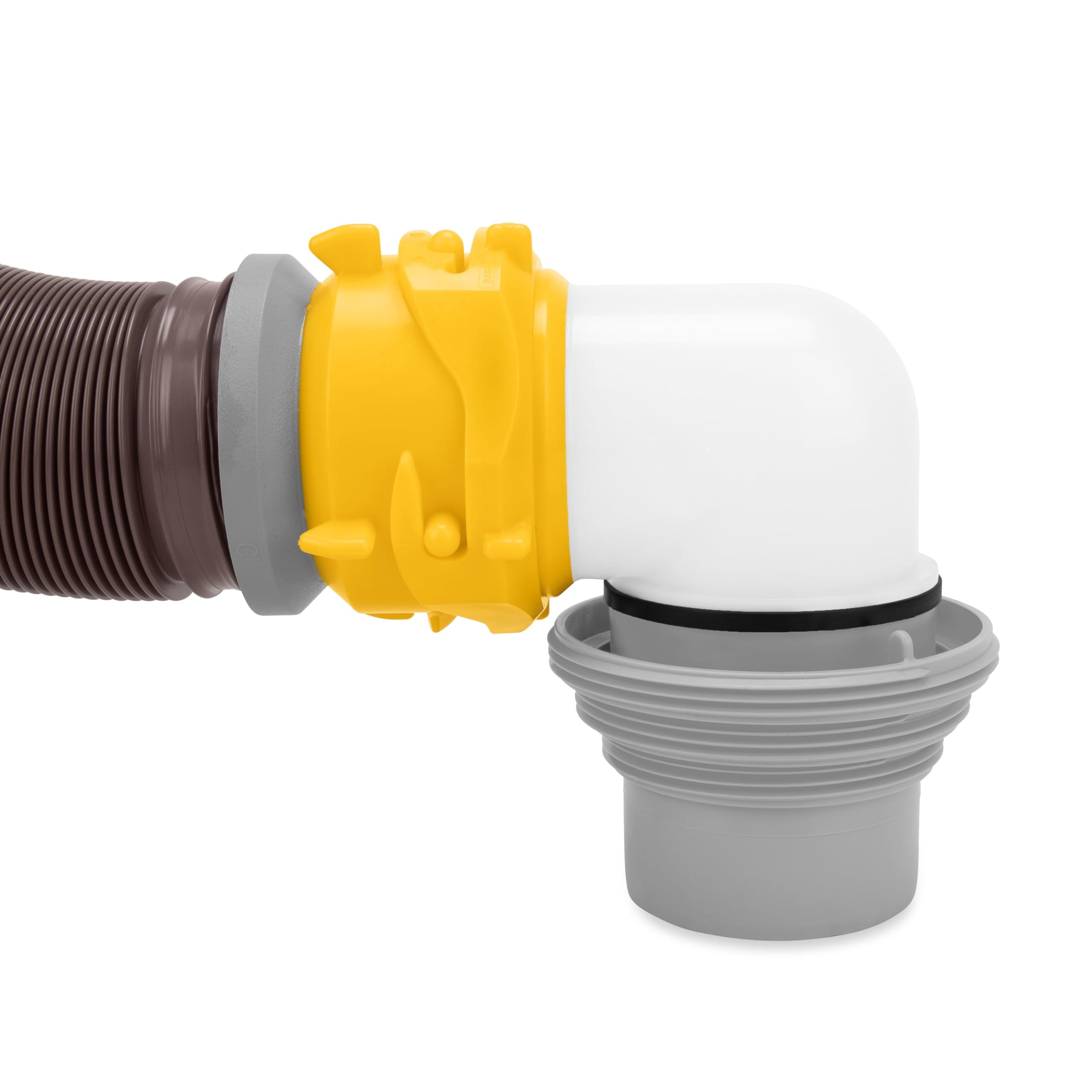 Camco 39634 Revolution 20' Sewer Hose Kit with 360 Degree Swivel Fittings and 4-in1 Elbow Adapter, Ready to Use Kit with Hose and Adapter (Frustration-Free Packaging)