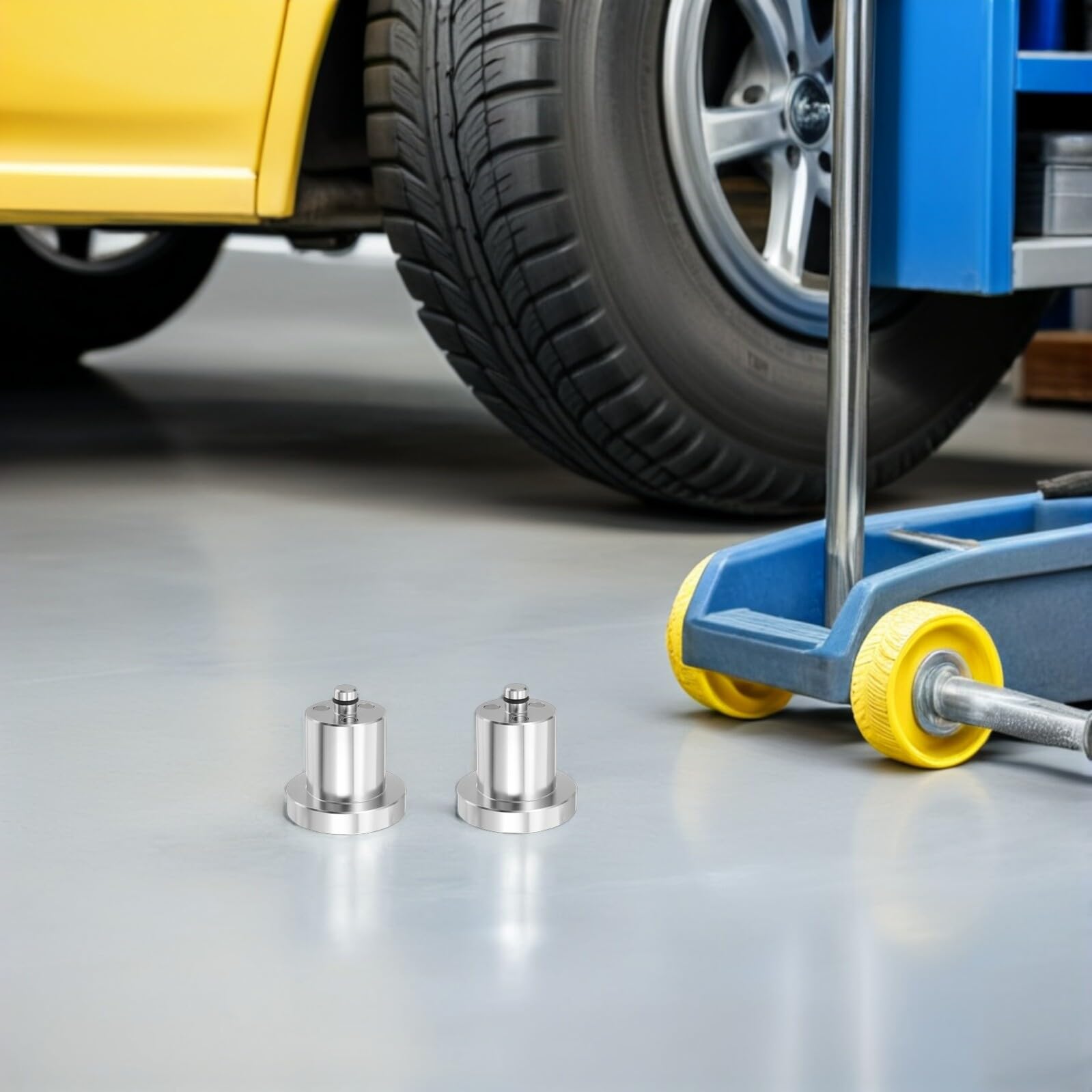 4 Stück Aluminium Wagenheberadapter Hebebühnenauflage mit Stoßdämpfung Rutschfest für Pkw und Garagenwagenheber Bodenschutz bei Fahrzeugwartung