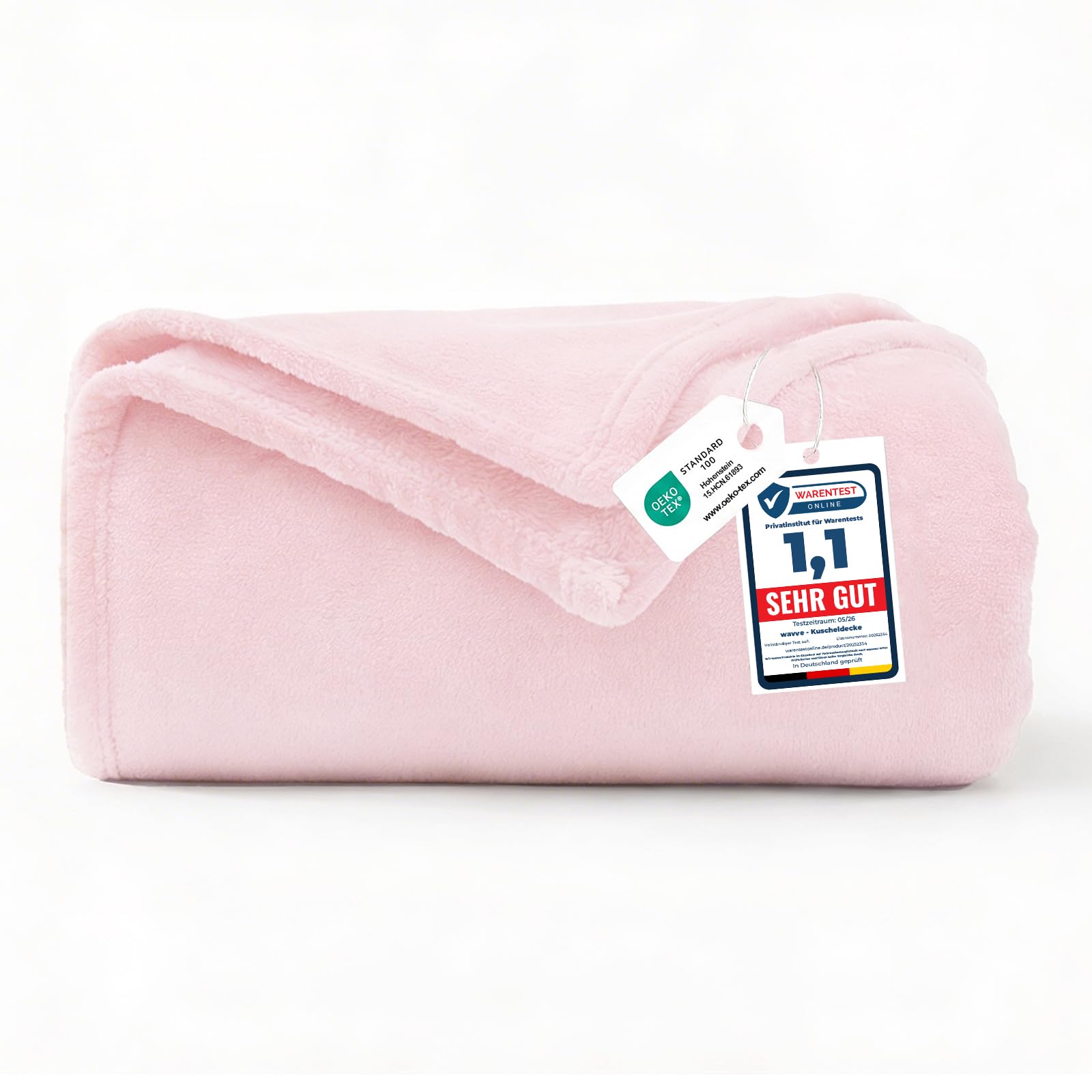 WAVVE Manta Franela para Cama 90, Manta para Sofá 150x200 cm, Manta de Microfibra, Suave, Cálida, Transpirable (Rosa)