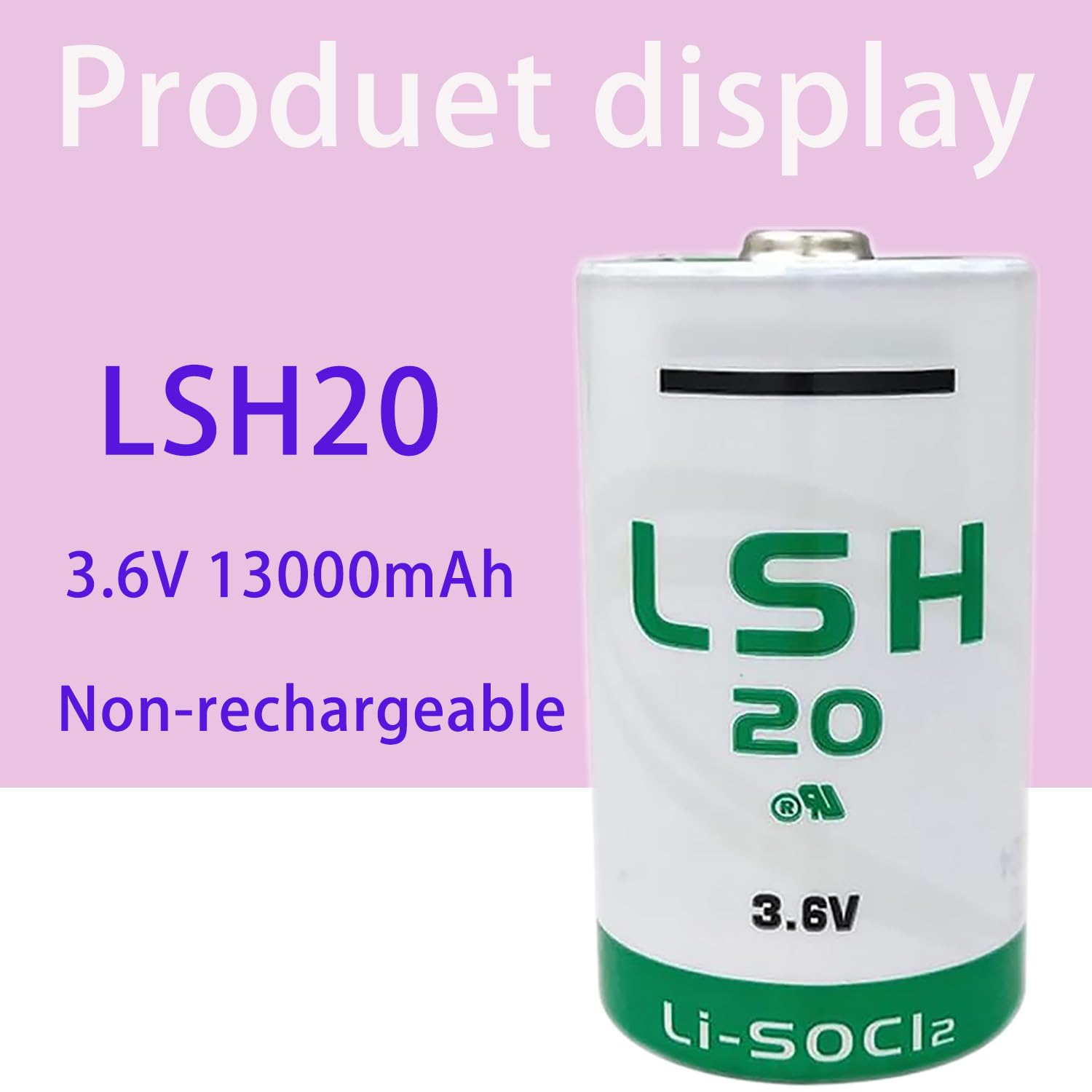 BATTEMALL (2pcs/Pack) LSH20 3.6 Volt D 13000mAh Lithium Battery for LSH20 ER34615M Lithium Battery Non-Rechargeable