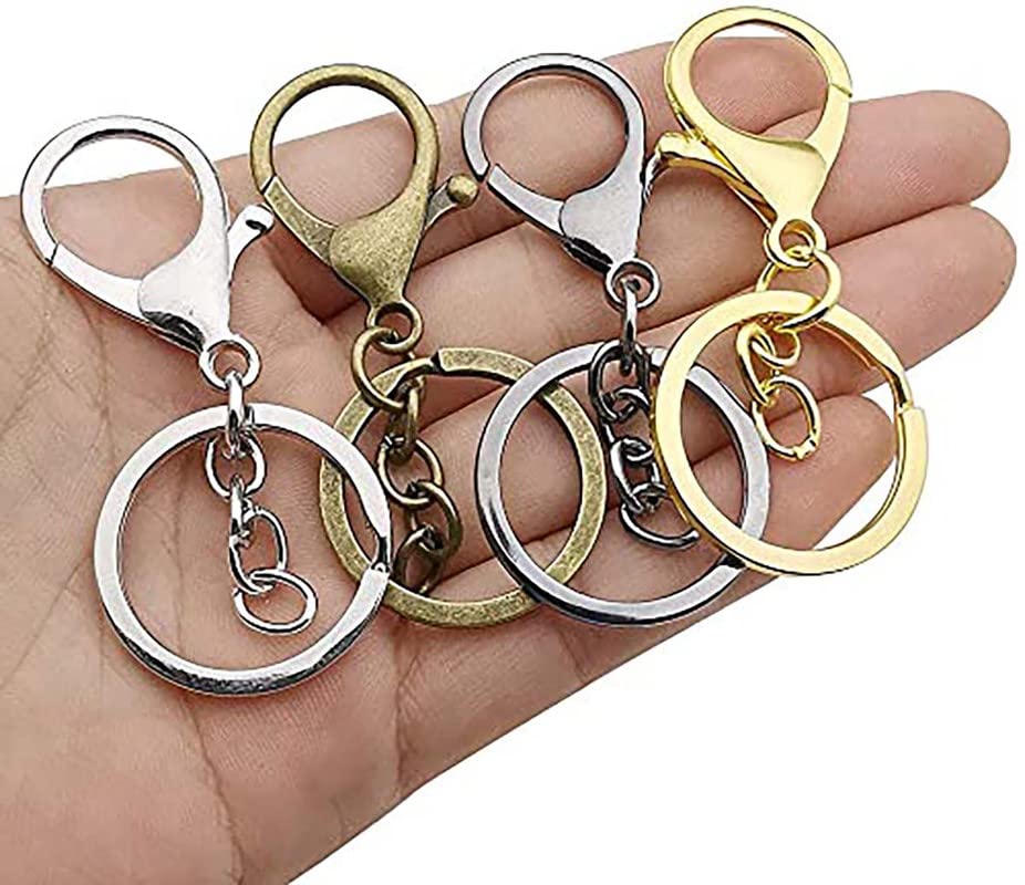 Image of DIY Crafts 50 Sets, Silver, Metal Larger Lobster Clasps Extension Chain Hooks, D Rings, Slide Buckle for Keychain Key Rings Clip Connector Bags Art Crafts Jewel (50 Sets, Silver)
