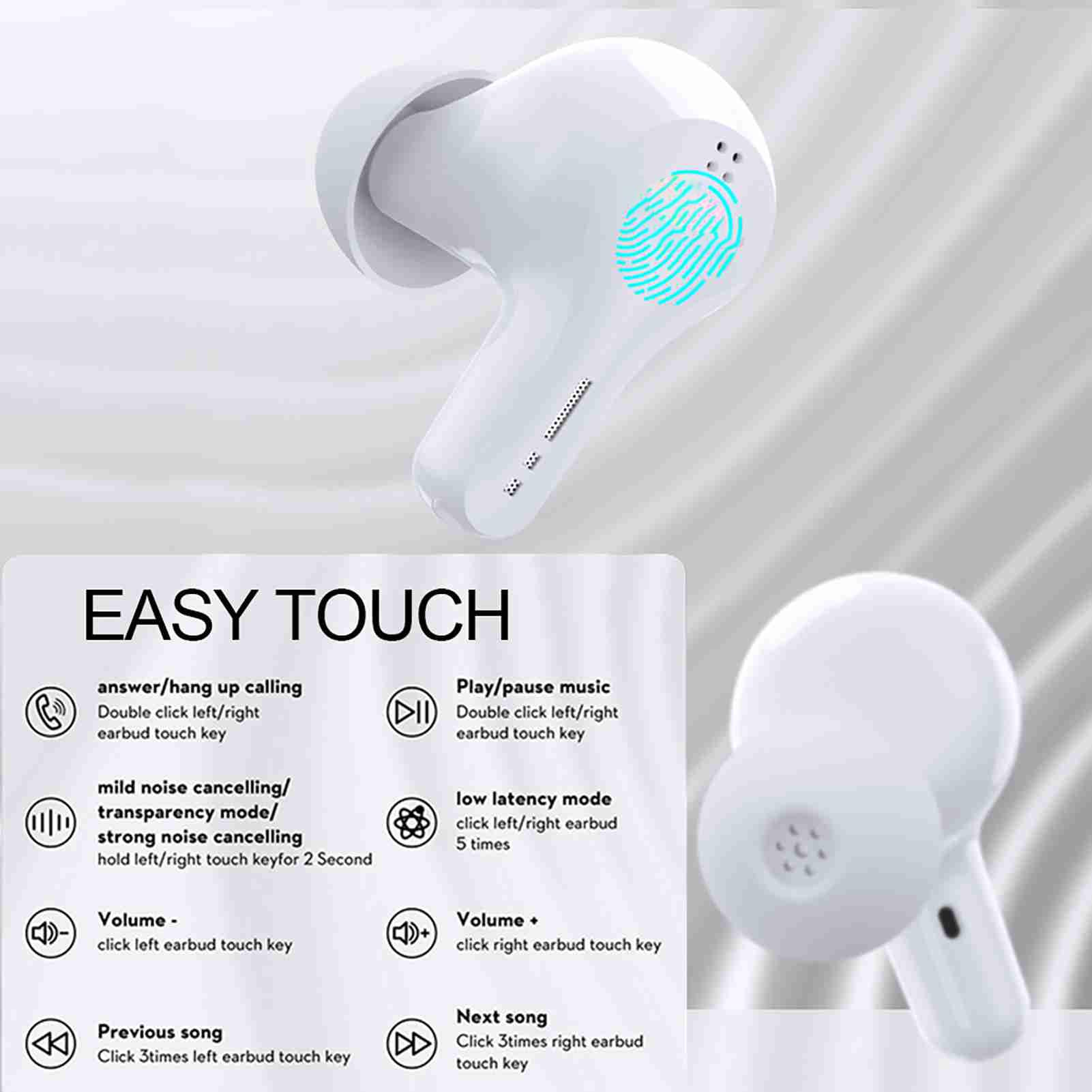 Écouteurs sans Fil Haut-Parleur Dynamique BT Casque Ear Bud BT