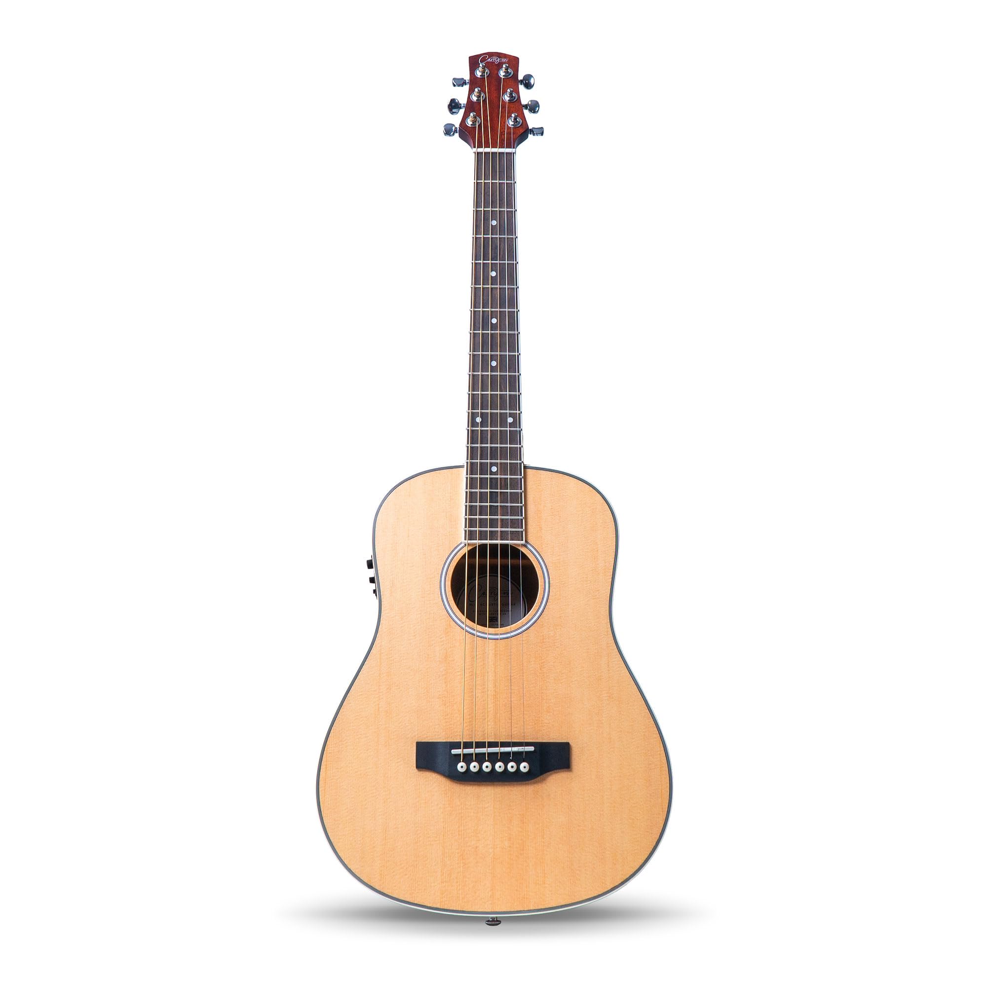 Mini gitara elektroakustyczna, Gitary elektryczno-akustyczne, rozmiar 3/4, podróżna, edukacyjna, stalowa struna, naturalna