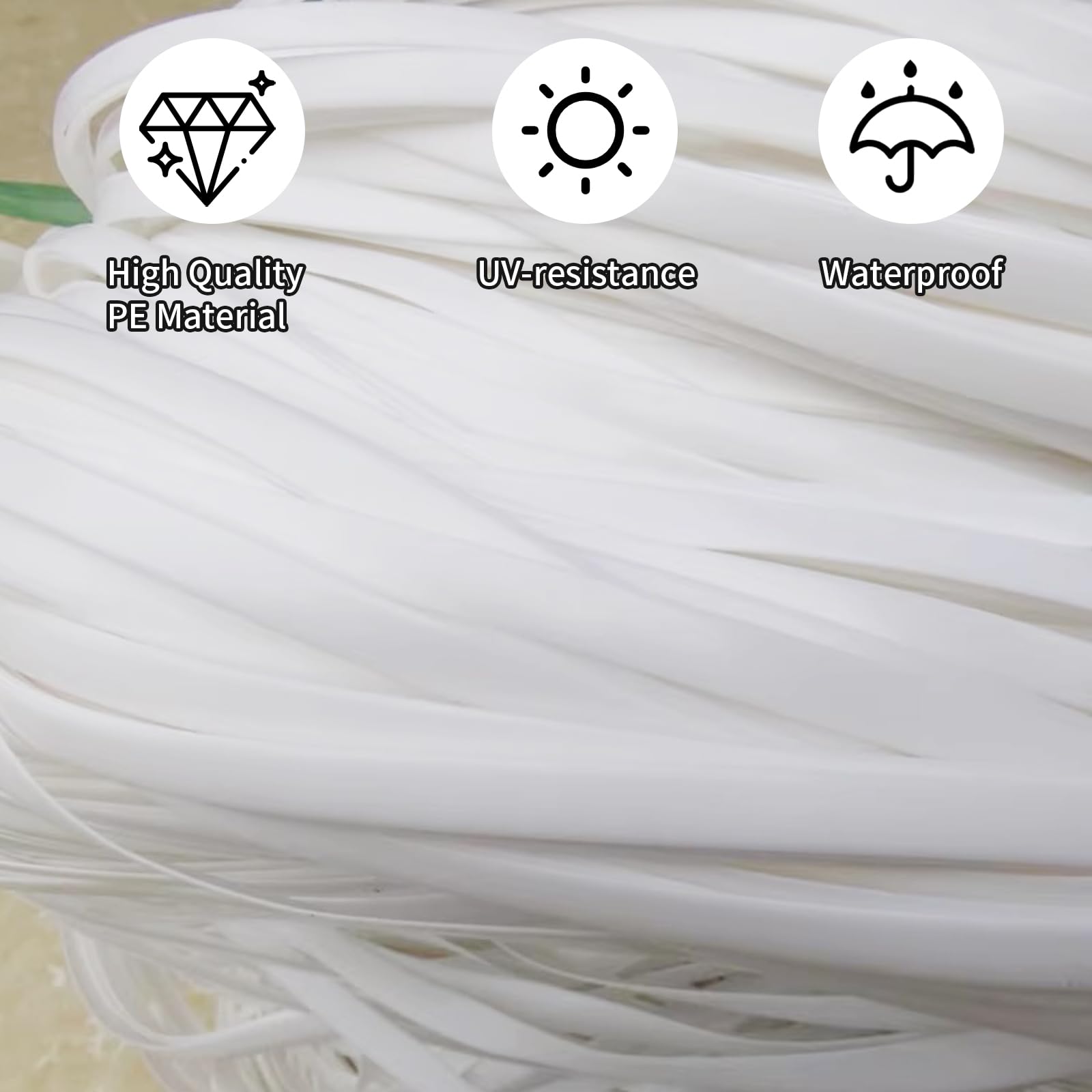 In rattan sintetico, 70 m x 8 mm, strisce leggere per riparare mobili in rattan, intrecciate in plastica per mobili, sedie da giardino, tavoli, cesti di stoccaggio, case e riparazioni (bianco)